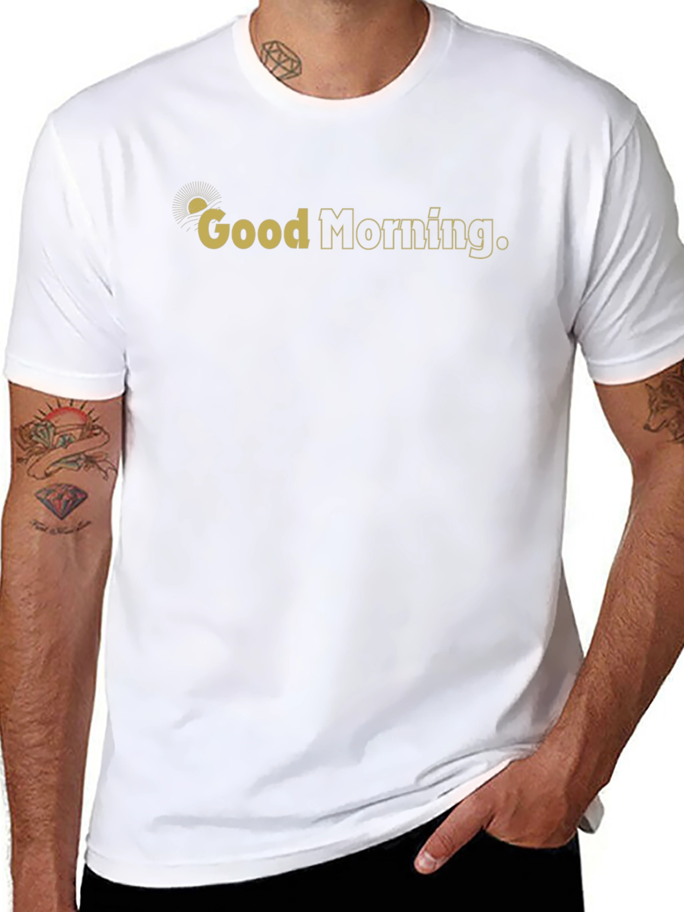 Black Good Morning Graphic Print Black T-Shirt view 8