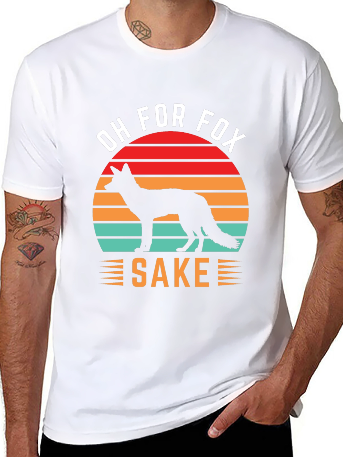 Black Oh For Fox Sake T-Shirt, Novelty Fox Lover Tee view 8