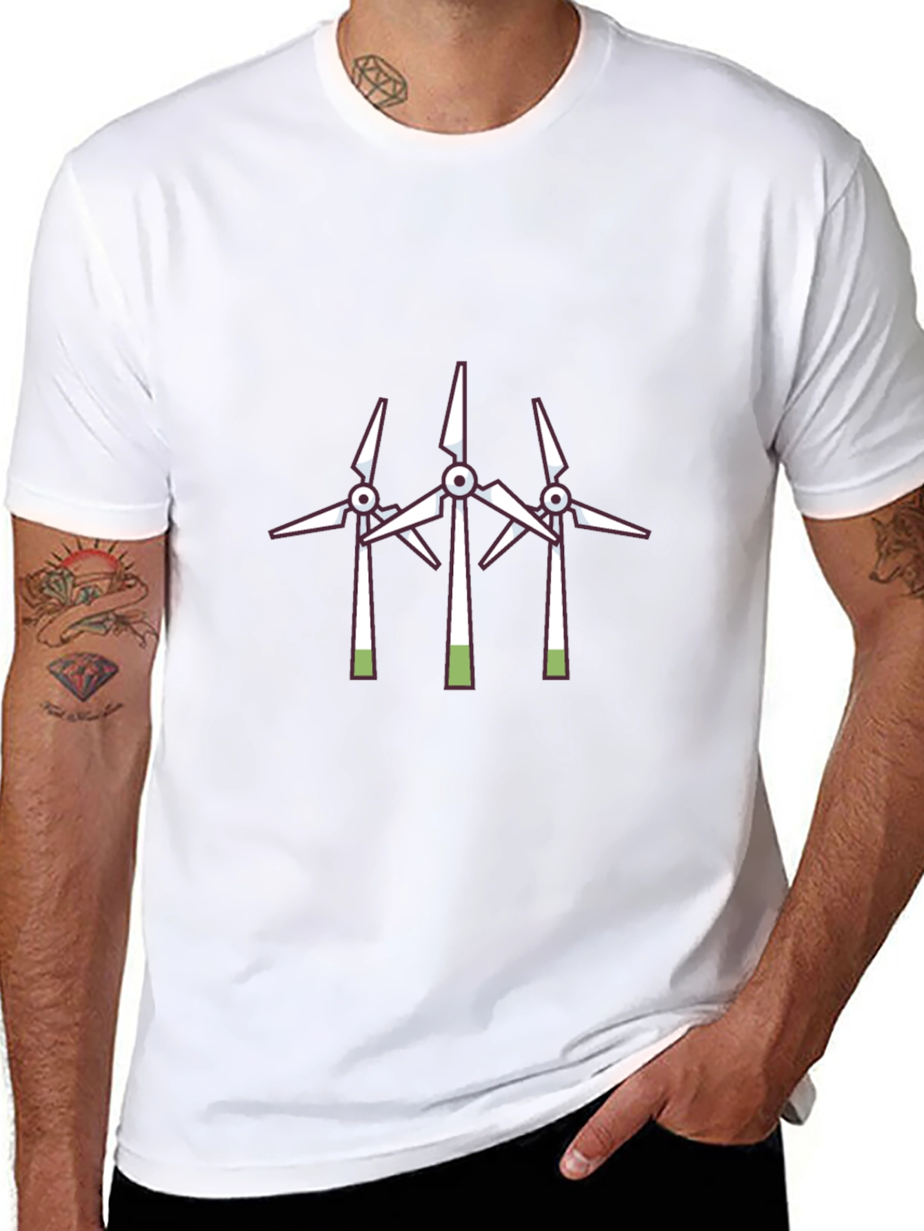 Black Wind Turbine Graphic Tee - Black view 8