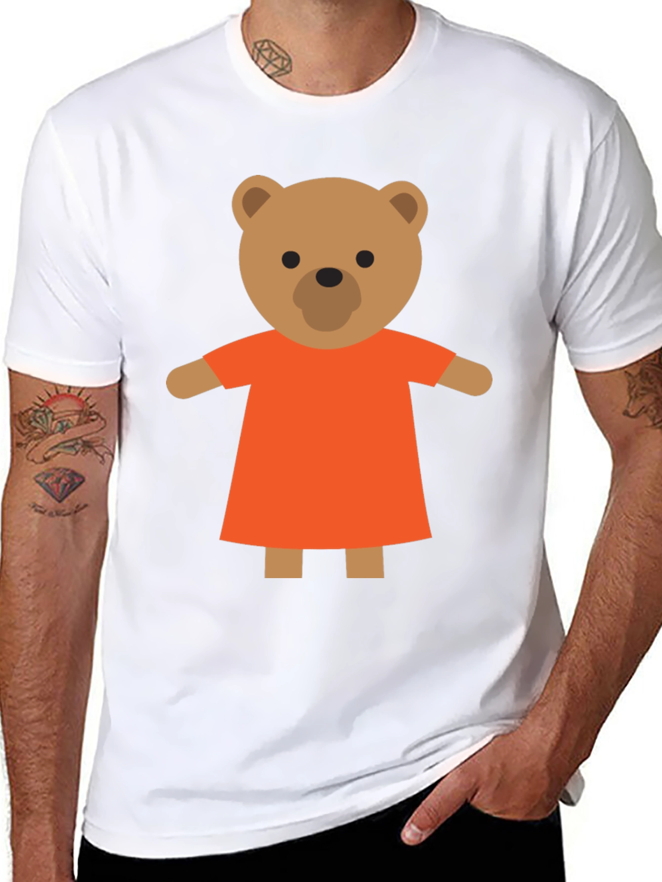 Black Cute Cartoon Teddy Bear T-Shirt view 8