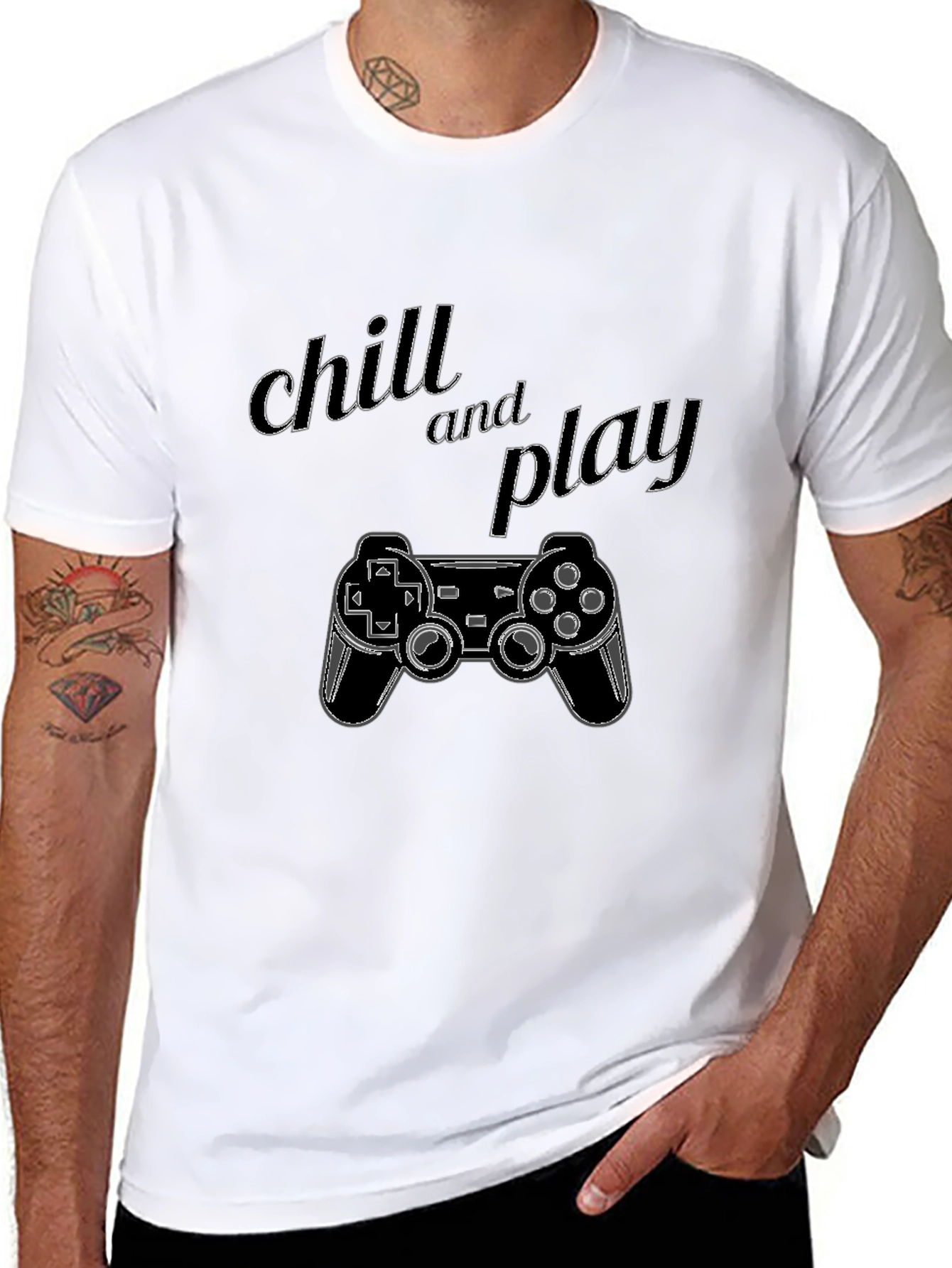 Black Chill and Play Gaming Controller Graphic Black T-Shirt view 8