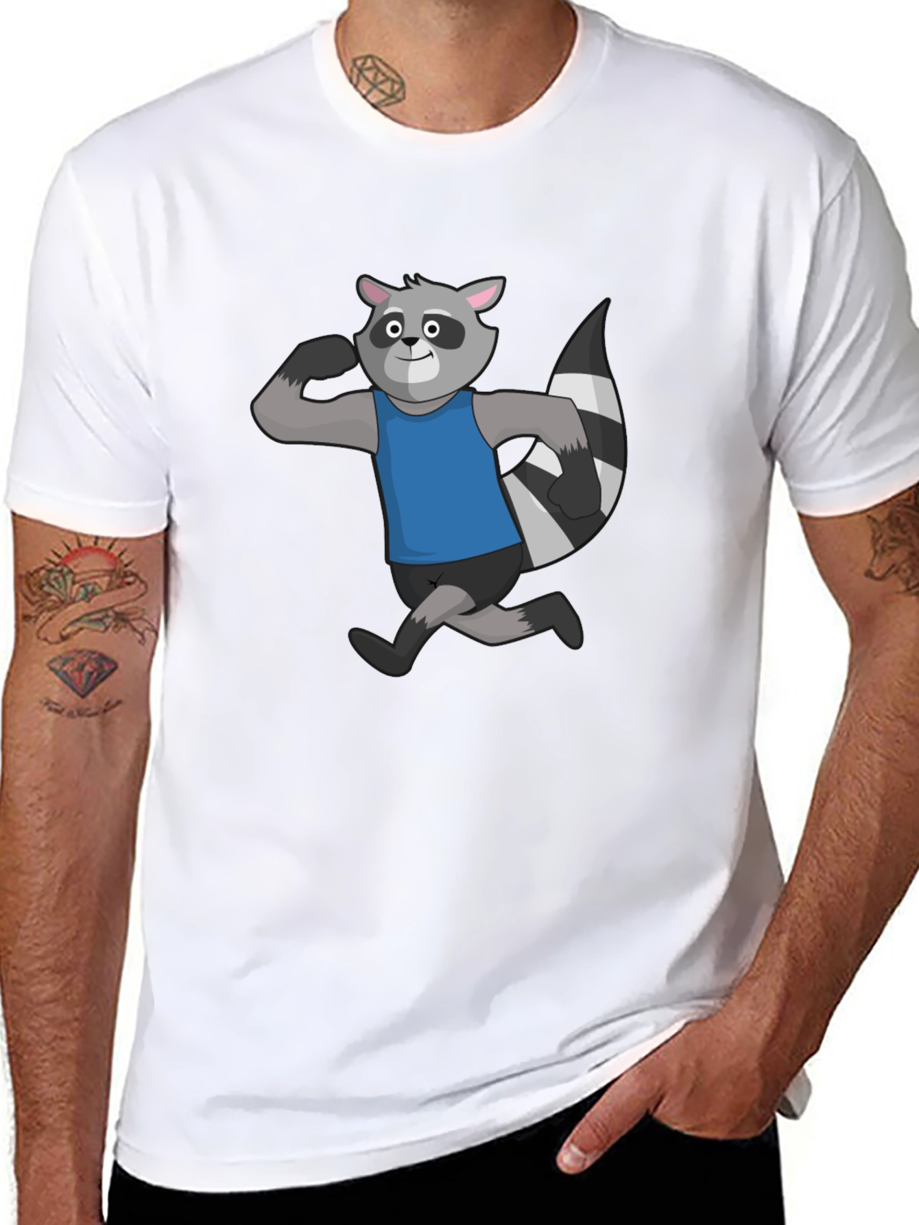 Black Raccoon Fitness T-Shirt - Black Cotton Tee view 8