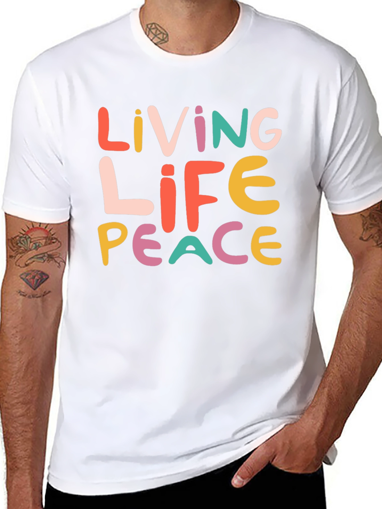 Black Living Life Peace Graphic T-Shirt - Unisex view 8