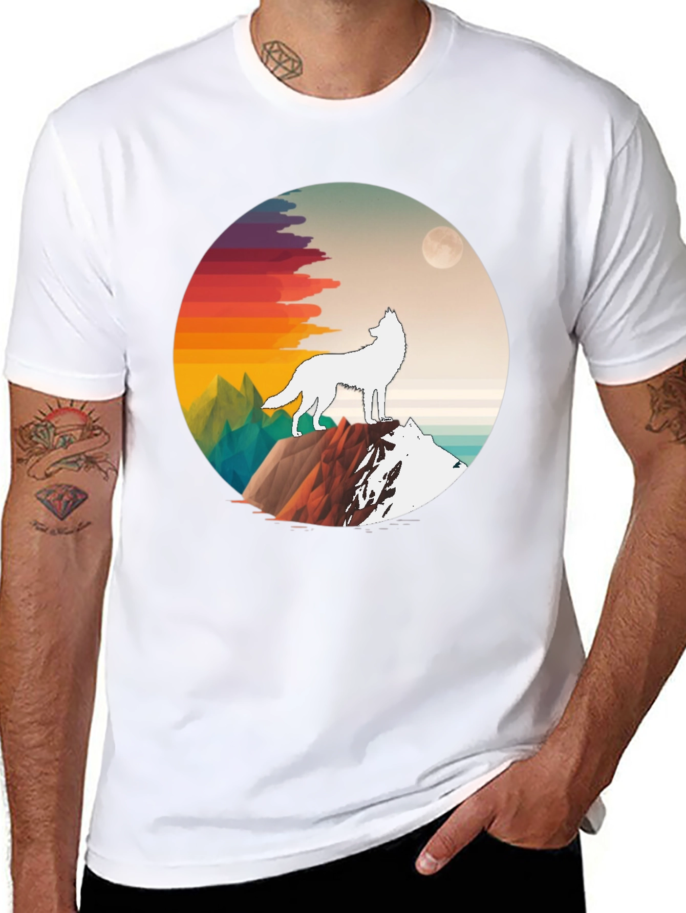 Black Wolf Mountain Graphic Tee - Black Unisex T-Shirt view 8