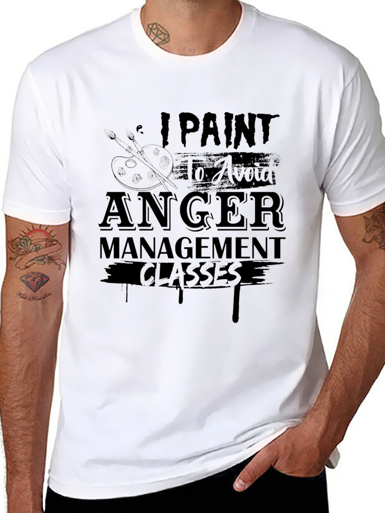 Black I Paint to Avoid Anger Management Classes T-Shirt view 8