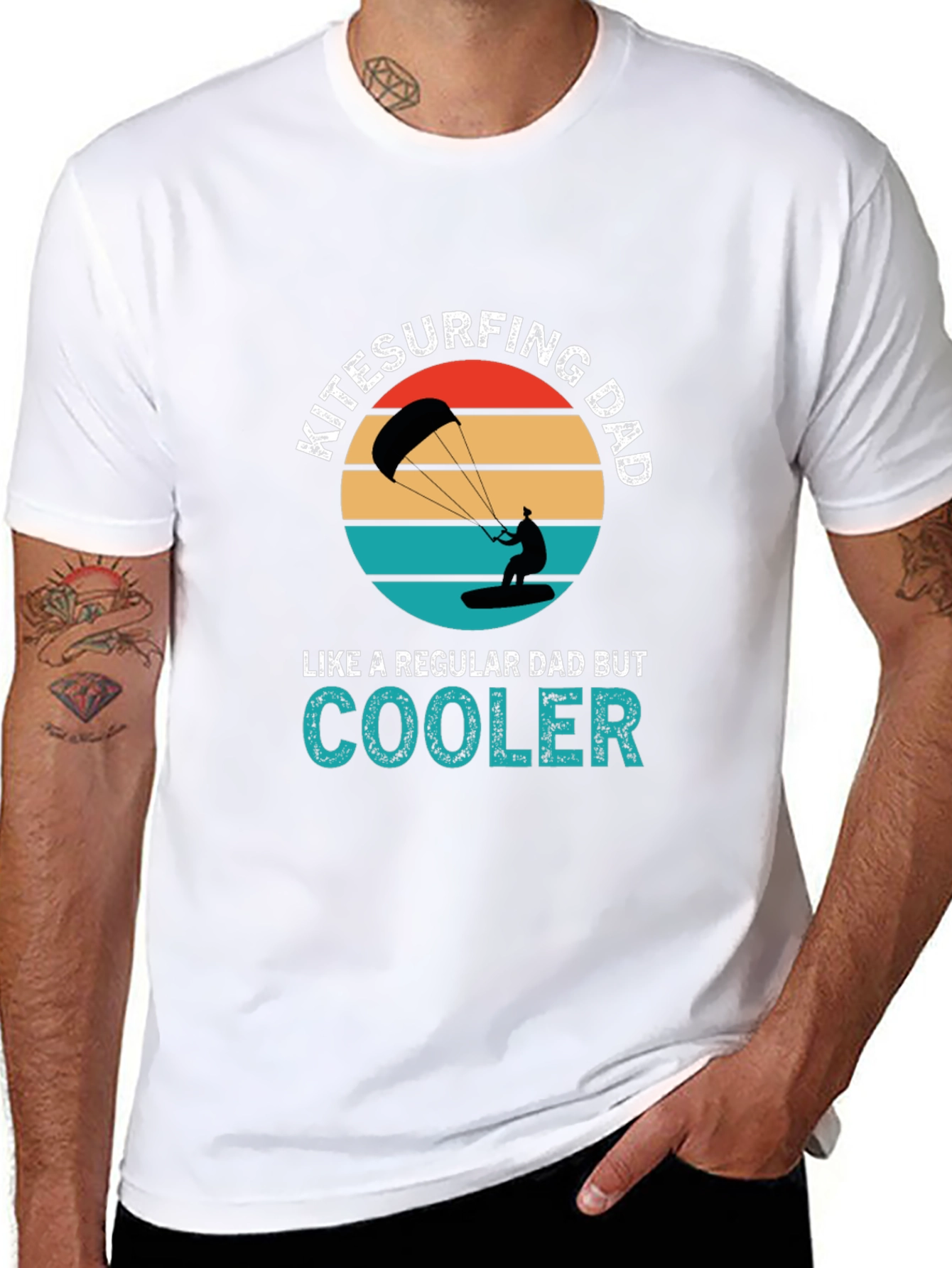 Black Kitesurfing Dad T-Shirt - Cooler Than Regular! view 8