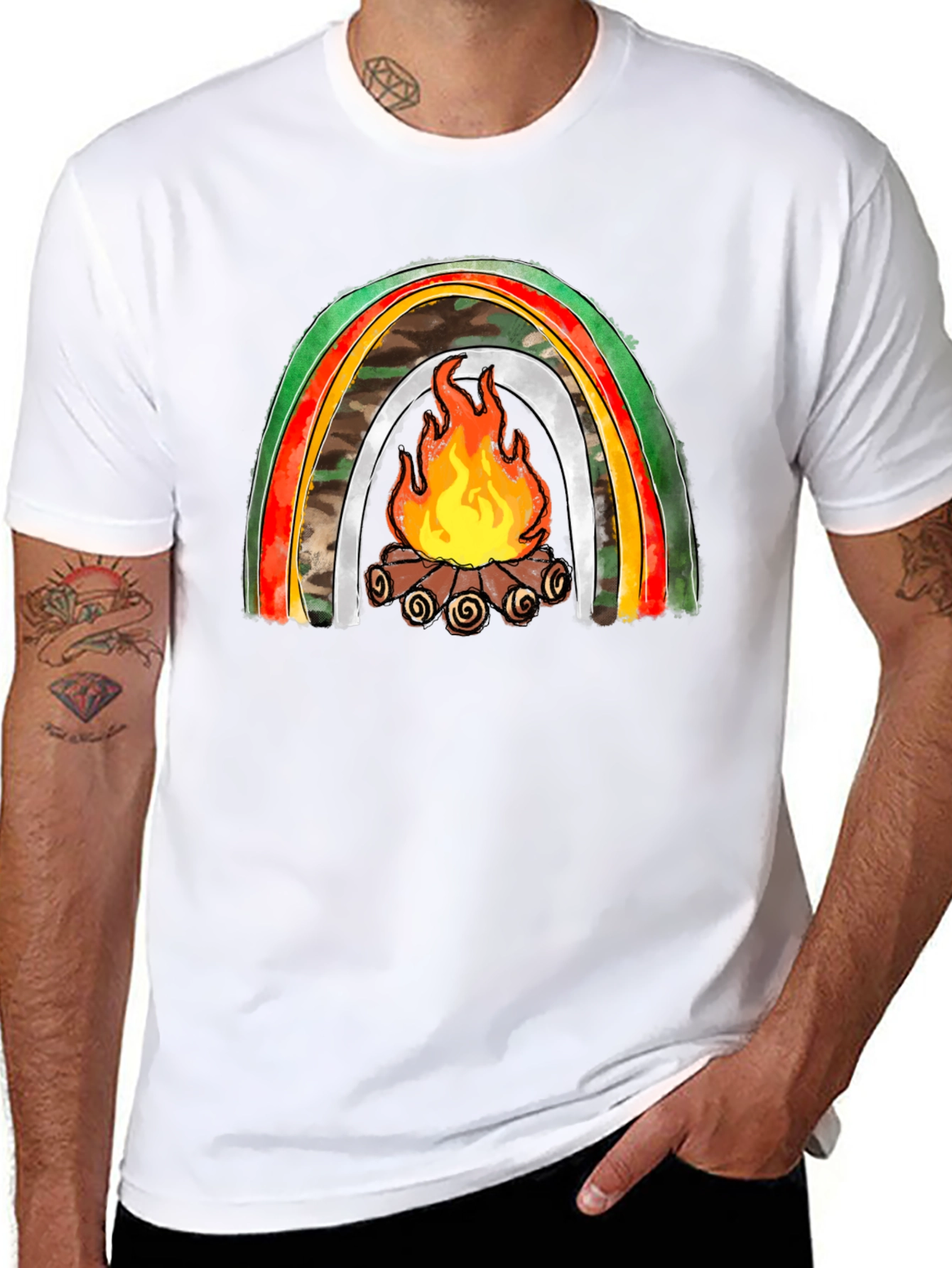 Black Campfire Rainbow Graphic Tee view 8