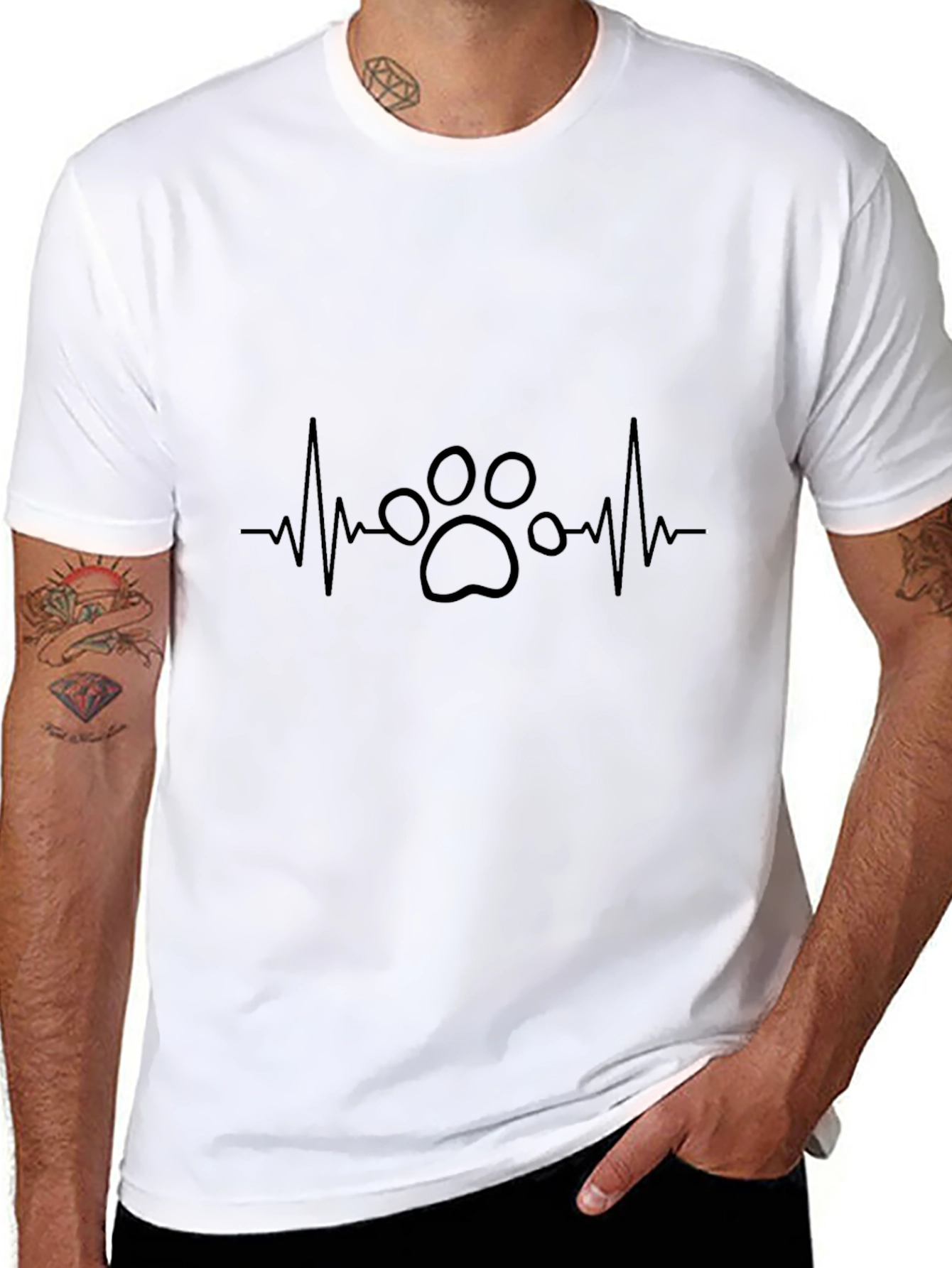 Black Dog Paw Heartbeat T-Shirt - Black view 8