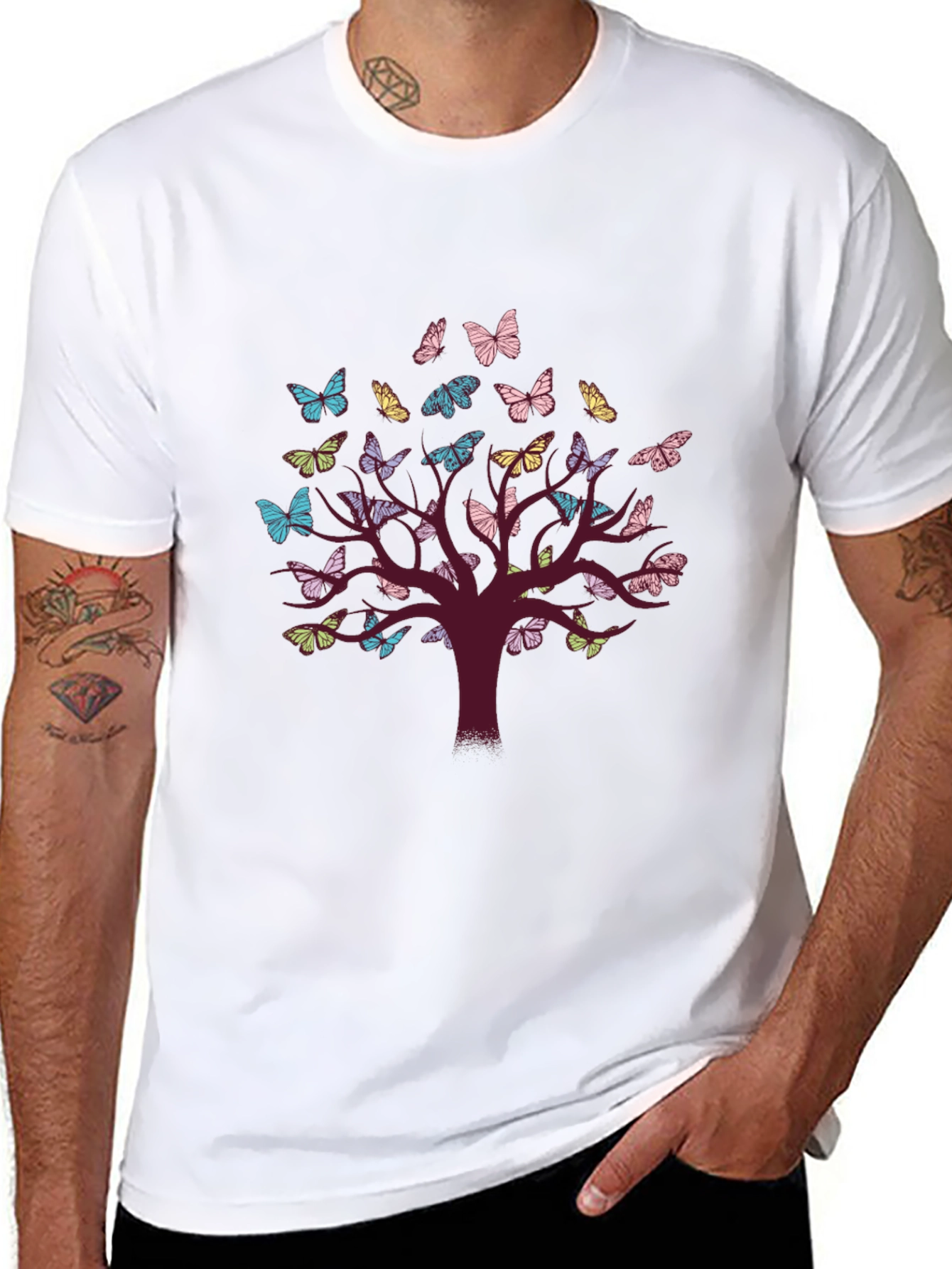 Black Butterfly Tree Graphic Tee - Unisex view 8