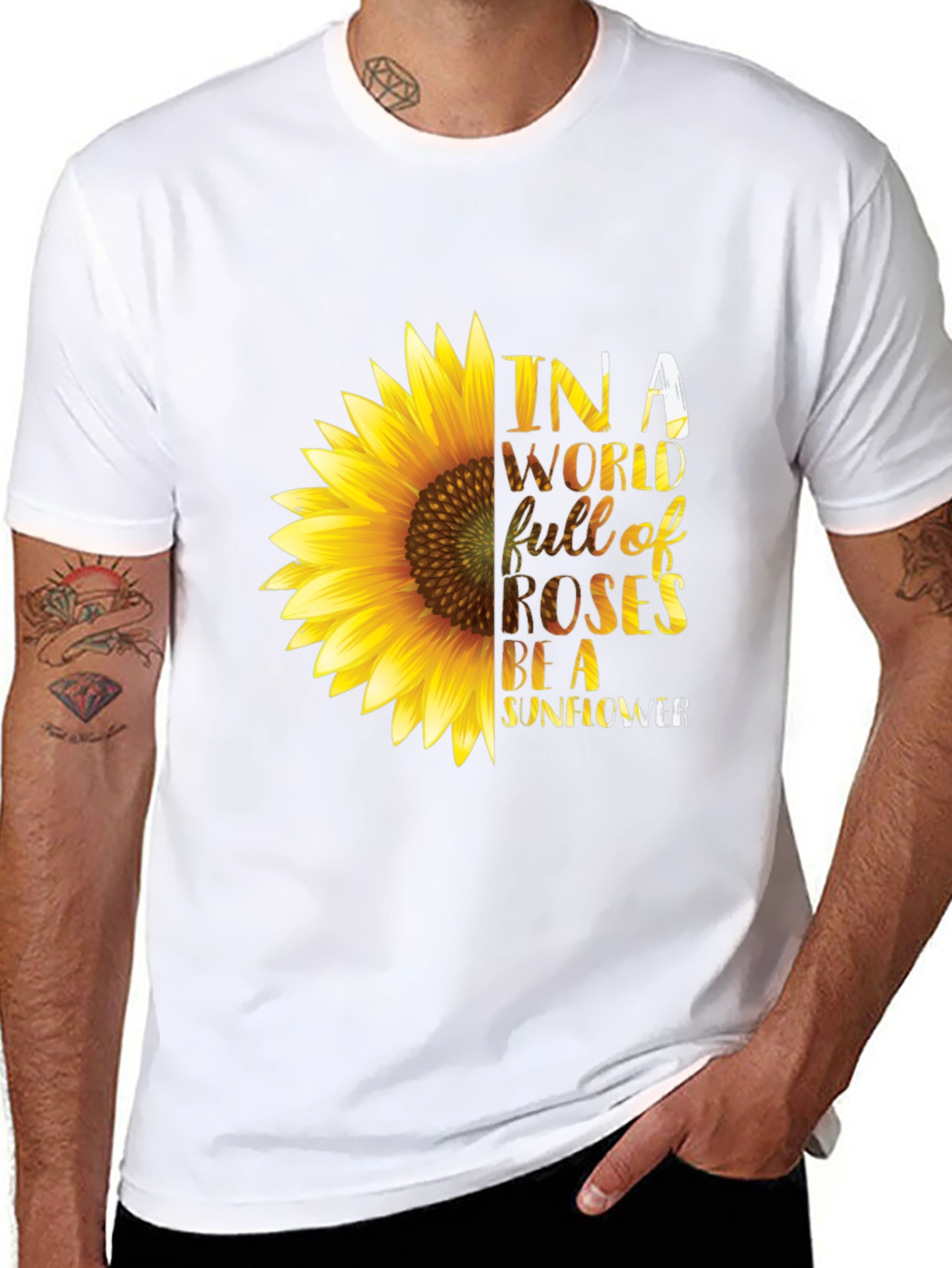 Black Sunflower Graphic T-Shirt - Be a Sunflower Tee view 8
