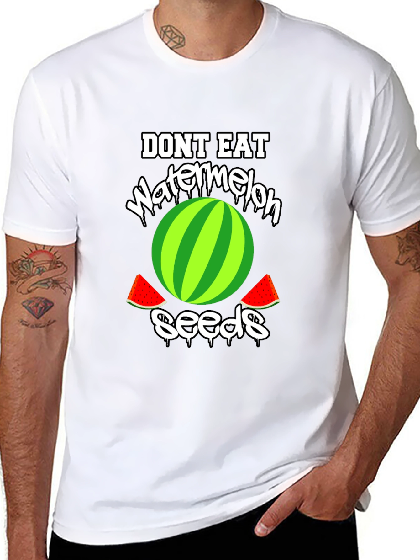 Black Don't Eat Watermelon Seeds Graphic Tee view 8