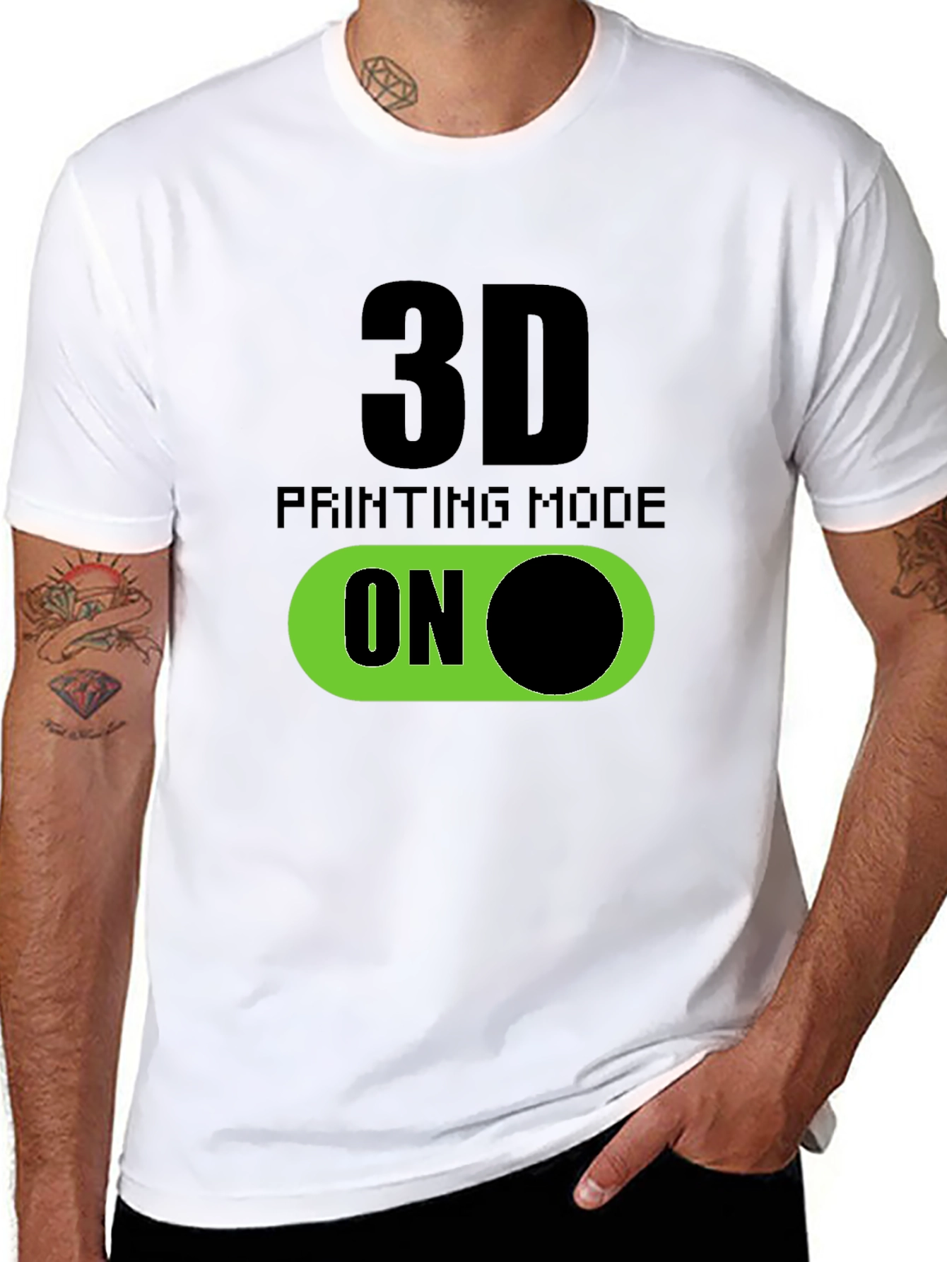 Black 3D Printing Mode On T-Shirt - Black view 8