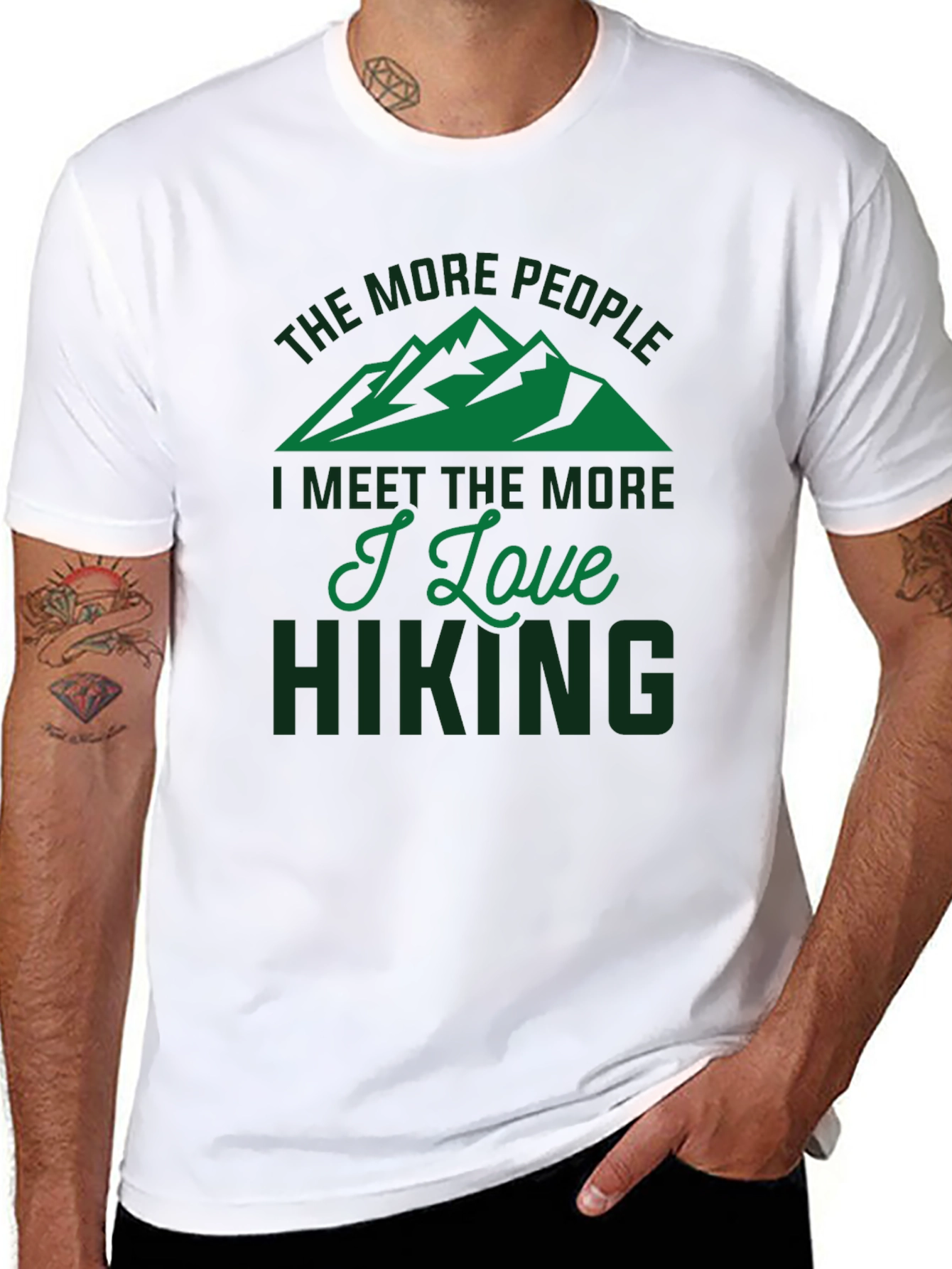 Black Hiking Lover T-Shirt - The More People I Meet view 8