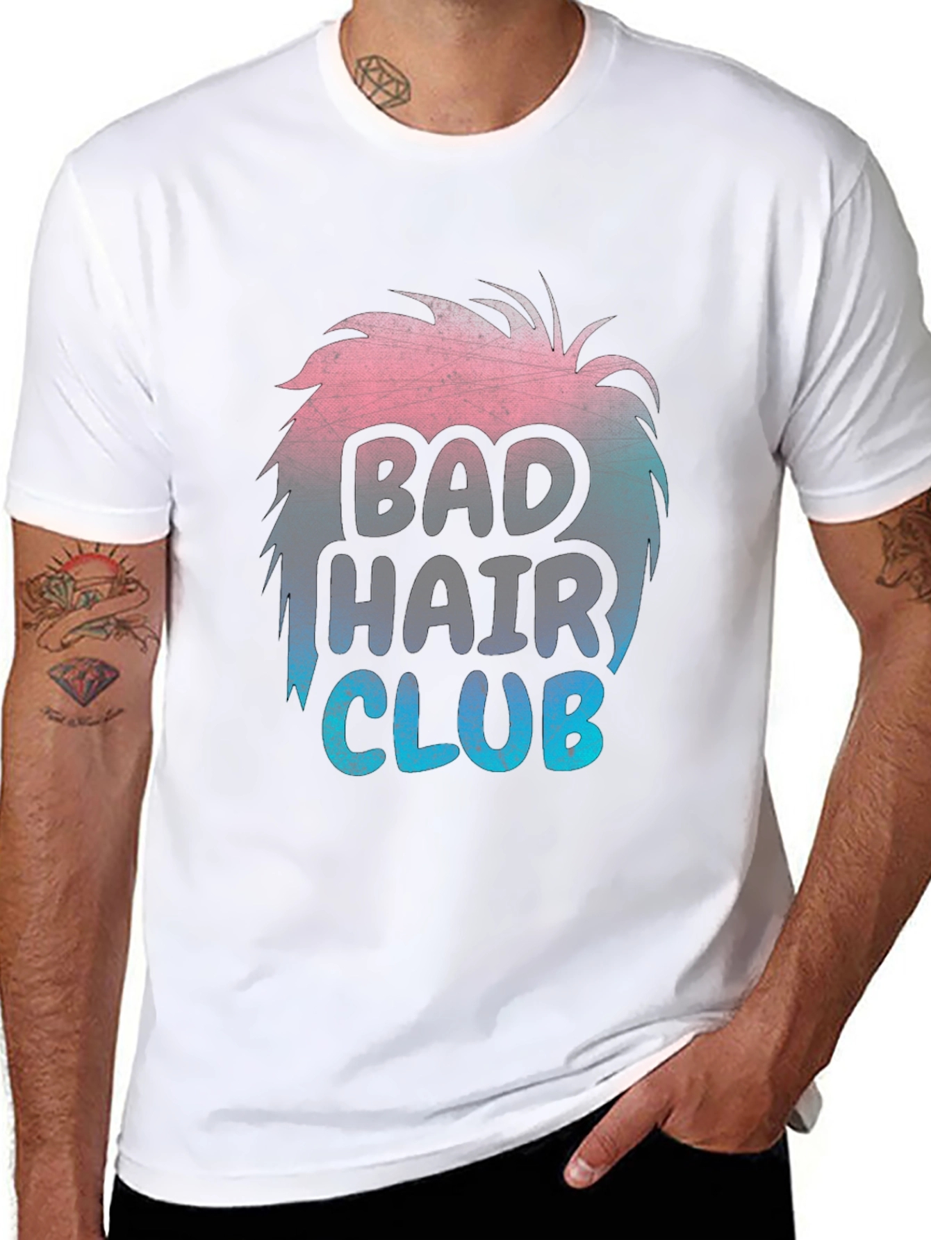 Black Bad Hair Club T-Shirt Funny Hairstyle Tee view 8