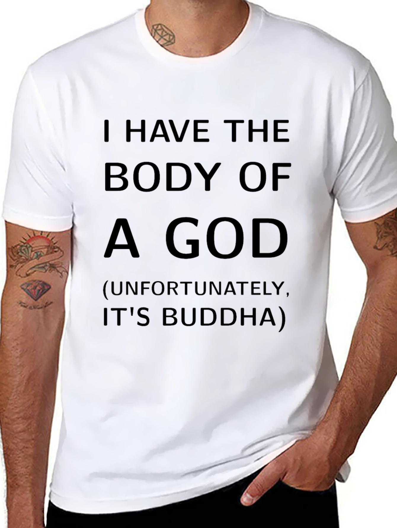 Black Funny Buddha Body Graphic T-Shirt view 8
