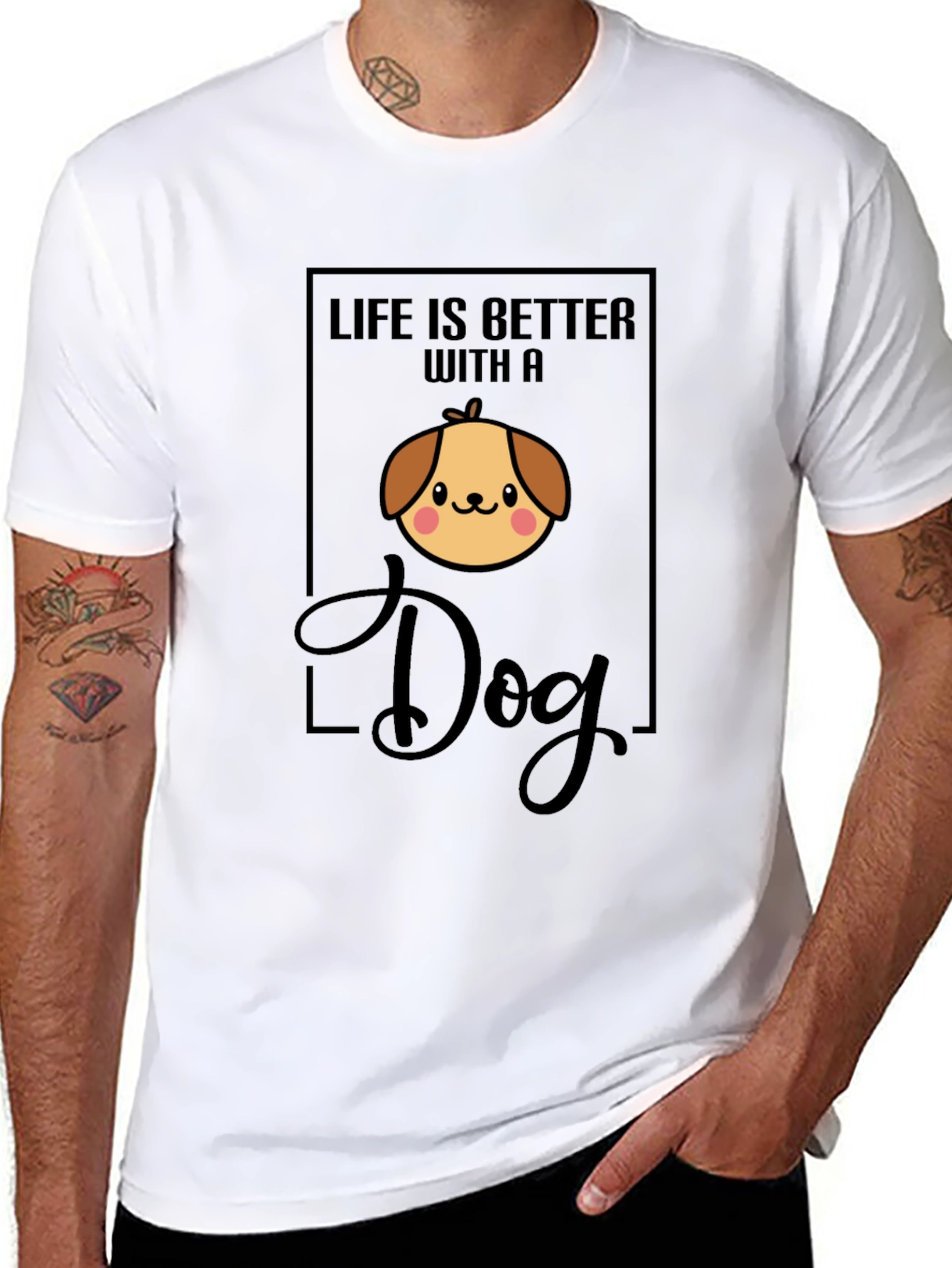 Black Life is Better with a Dog Black T-Shirt view 8