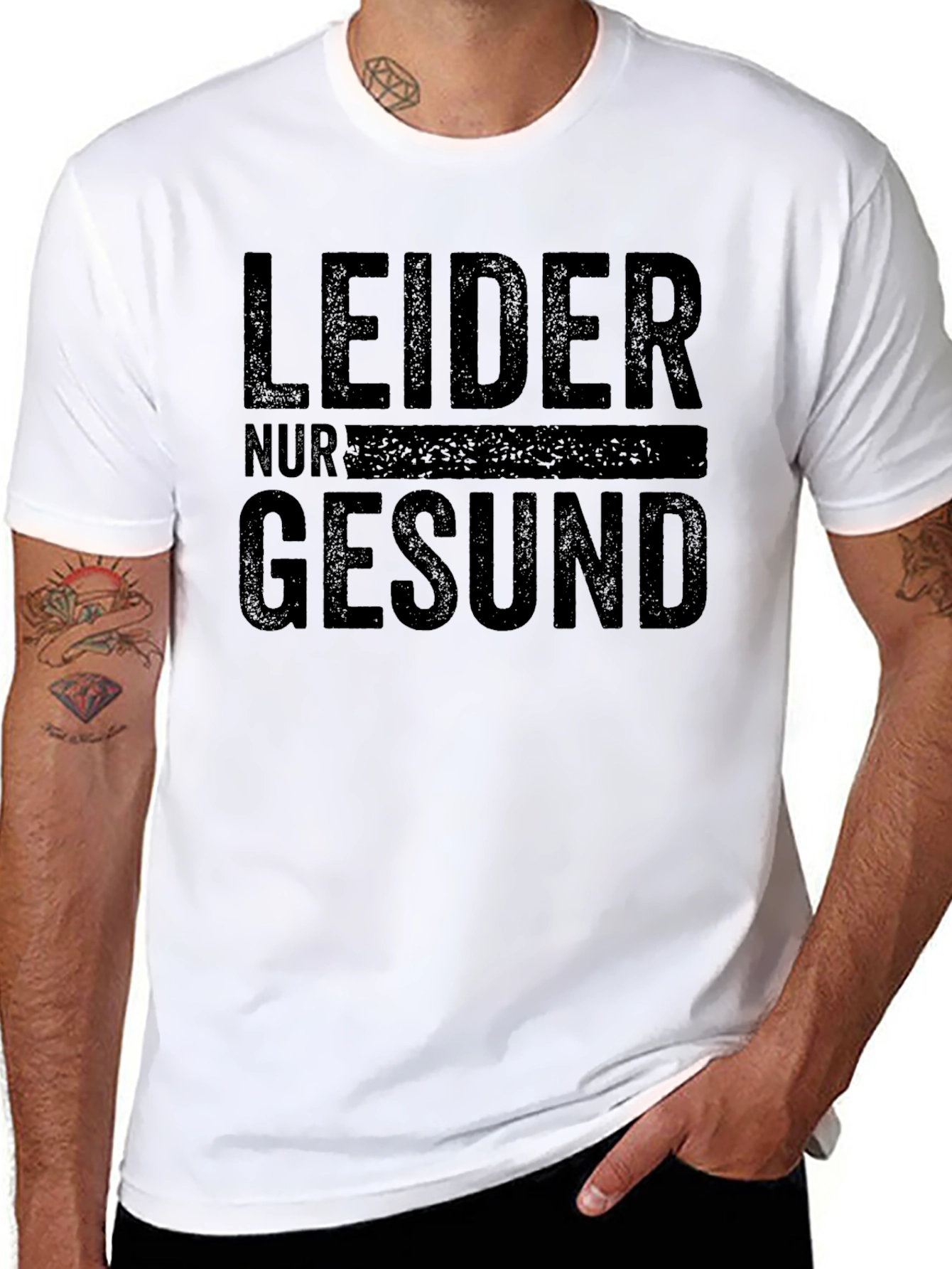Black Leider Nur Gesund T-Shirt - Black Graphic Tee view 8