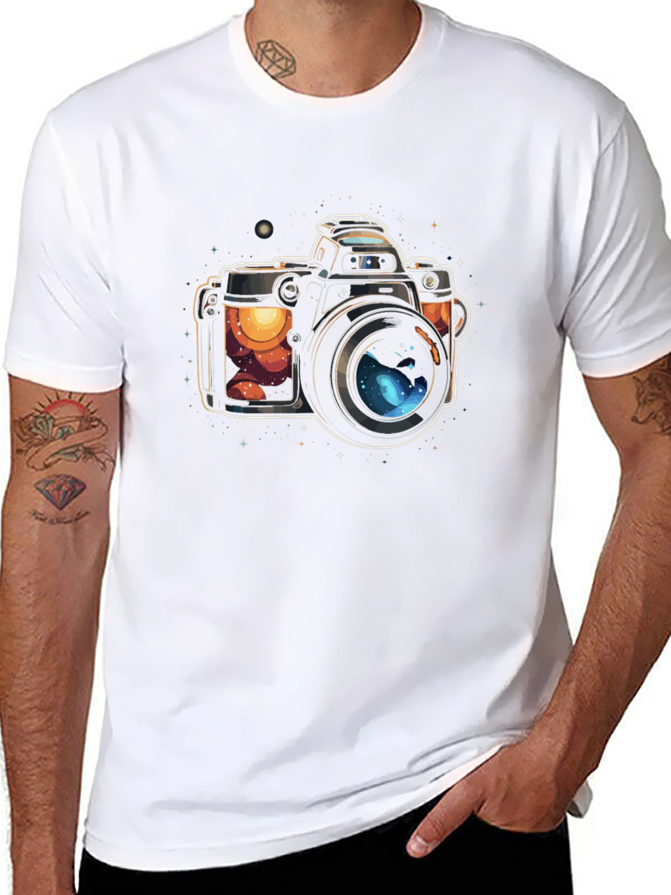 Black Cosmic Camera Graphic T-Shirt view 8