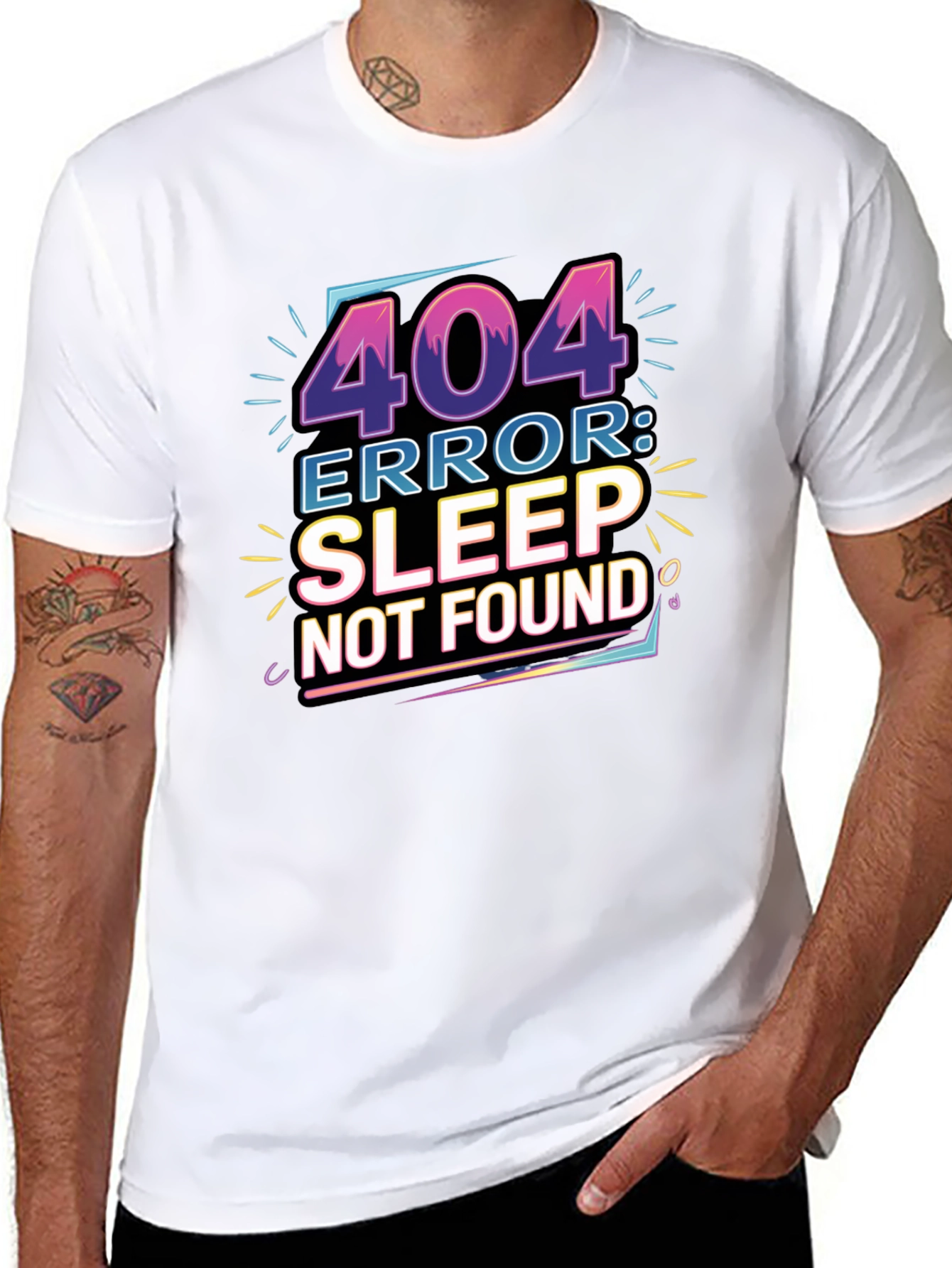 Black 404 Error: Sleep Not Found Graphic Tee view 8