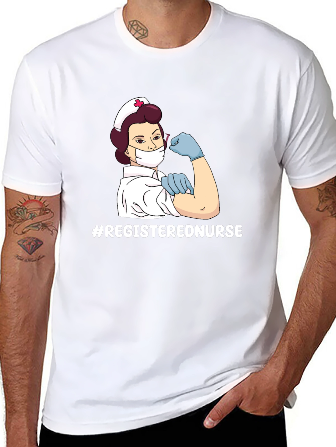 Black Registered Nurse Graphic T-Shirt - Strong Women Empower! view 8