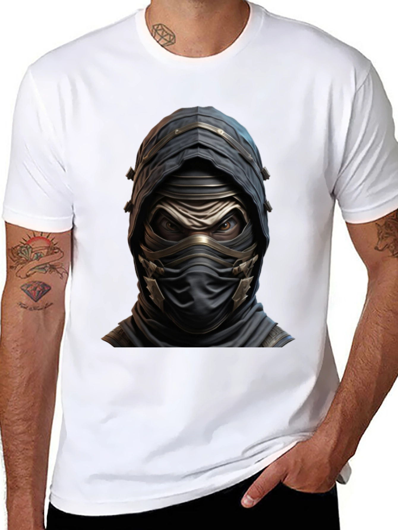 Black Mystic Warrior Graphic Tee - Black Cotton Blend view 8