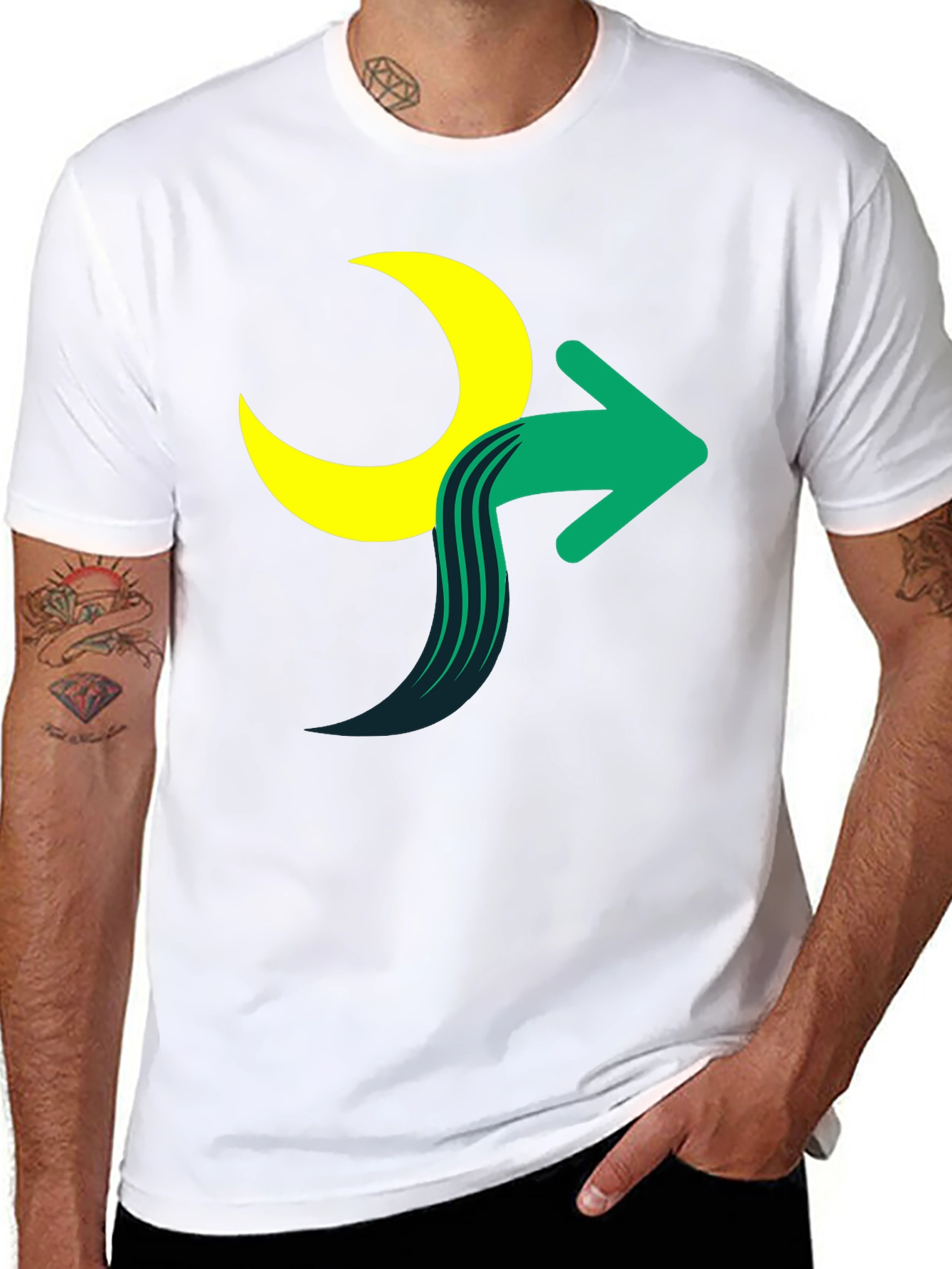 Black Moon Arrow Graphic Tee - Stylish Cotton Blend Shirt view 8