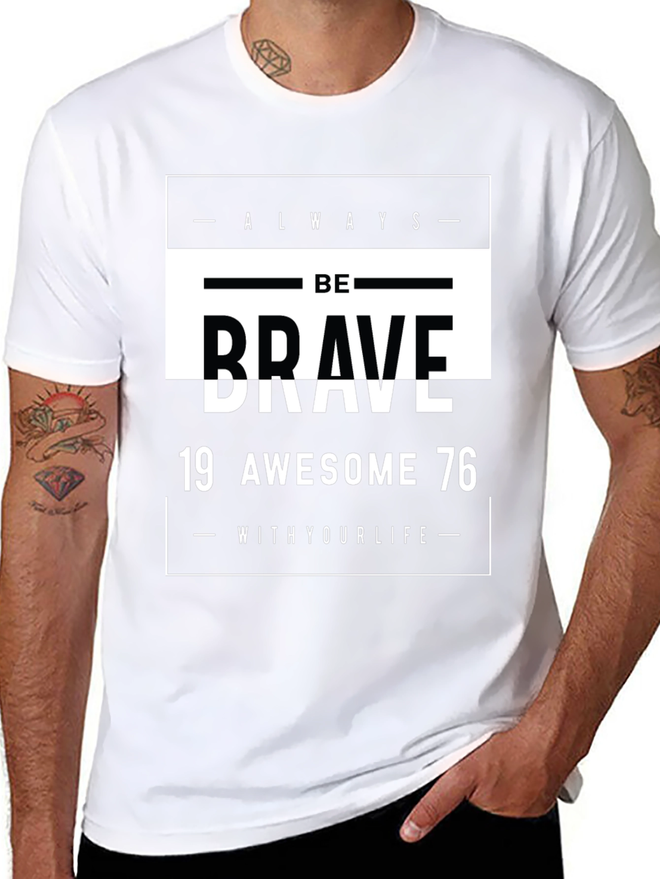 Black Be Brave Graphic Tee - Awesome 1976 Design view 8