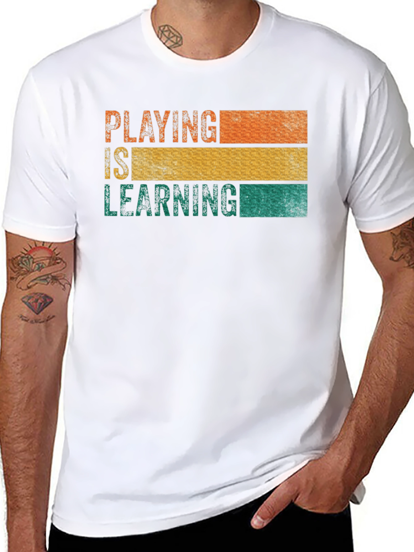 Black Playing is Learning Graphic T-Shirt view 8