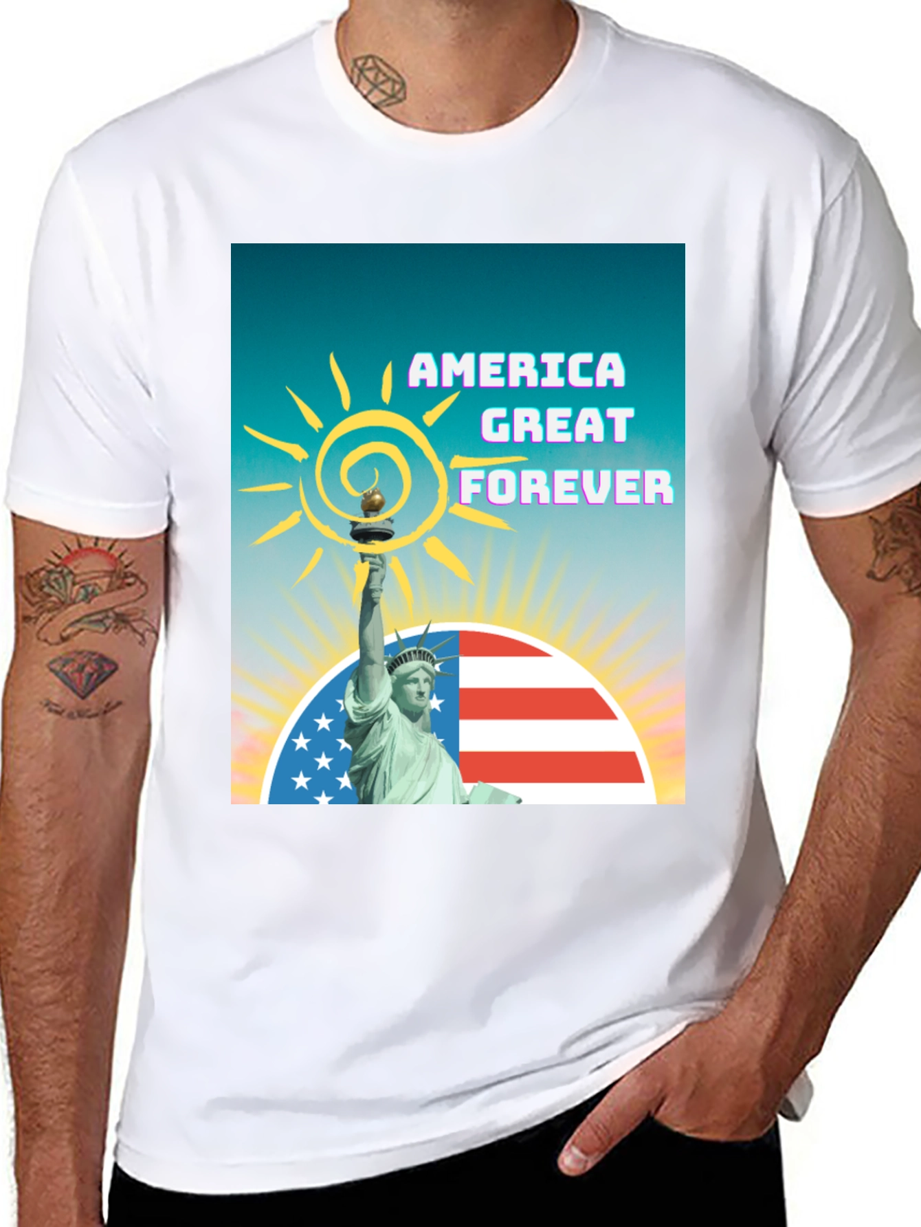 Black America Great Forever Graphic Tee view 8