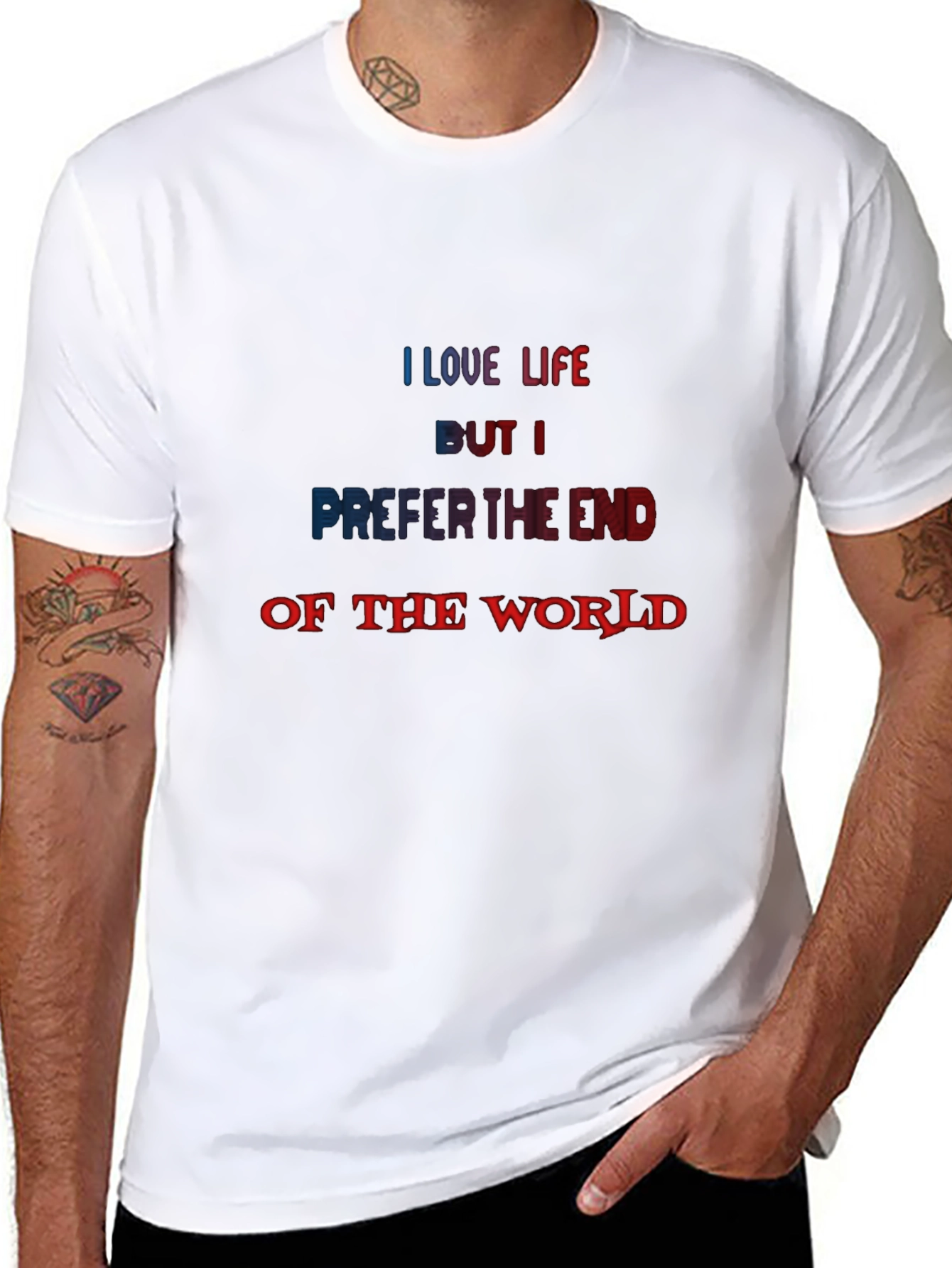 Black I Love Life But I Prefer the End of the World T-Shirt view 8