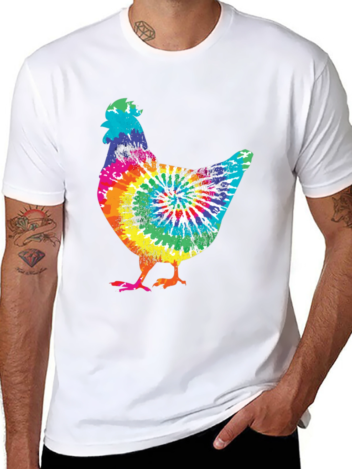 Black Tie-Dye Chicken Graphic Tee view 8