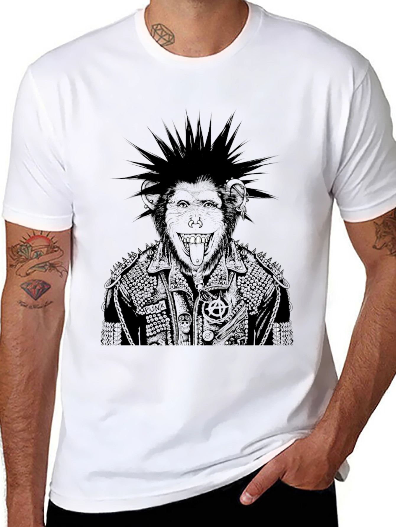 Black Punk Rock Gorilla Graphic Tee view 8