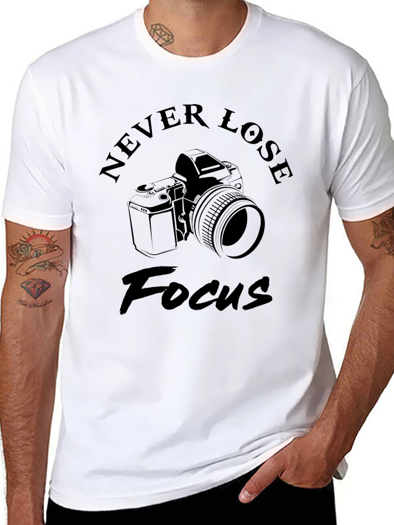 Black Never Lose Focus Camera T-Shirt - Photographer Gift view 8