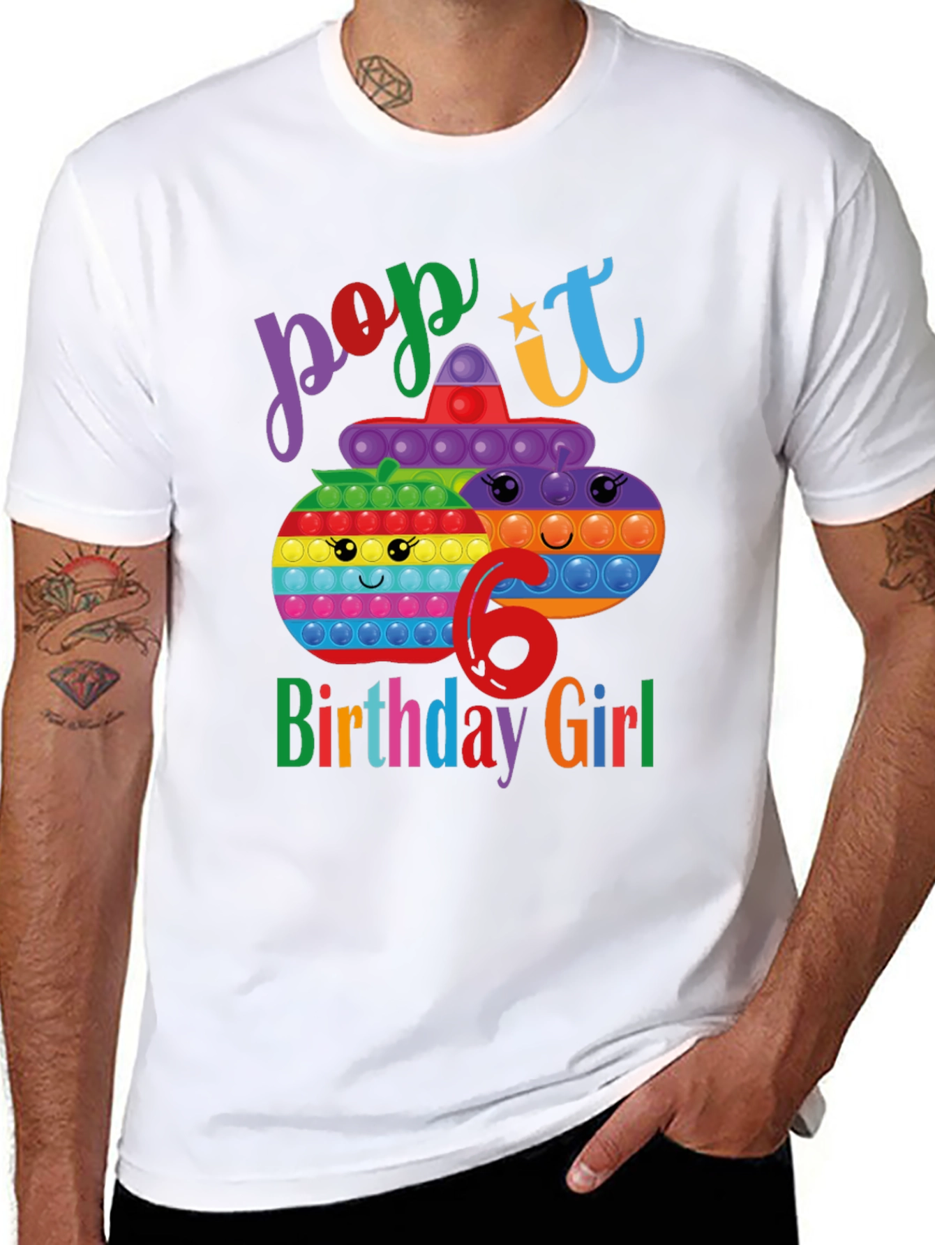 Black Pop It Birthday Girl 6 T-Shirt view 8