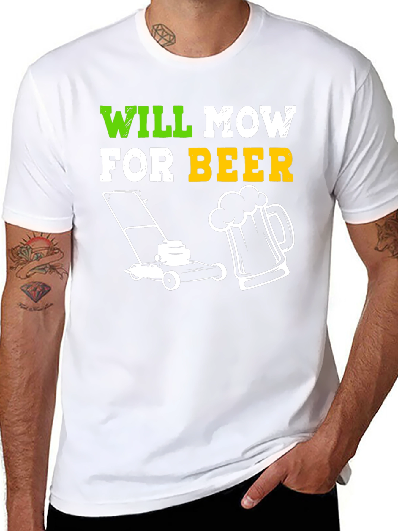 Black Will Mow for Beer T-Shirt view 8