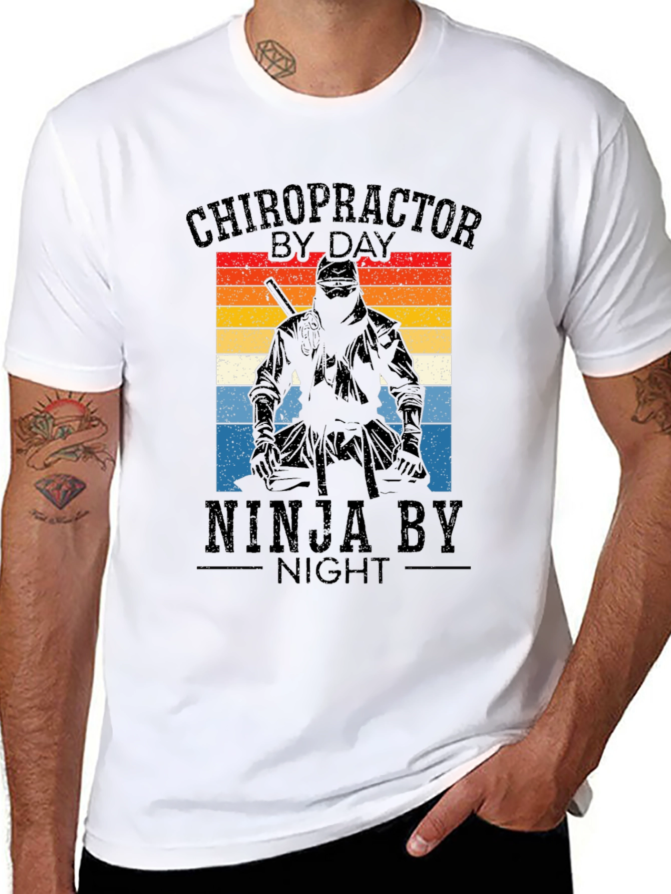 Black Chiropractor Ninja T-Shirt - Novelty Graphic Tee view 8