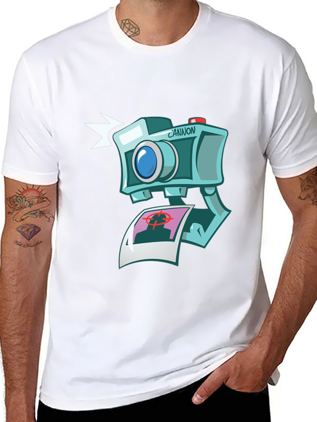 Black Camera Cartoon Graphic Black T-Shirt view 8