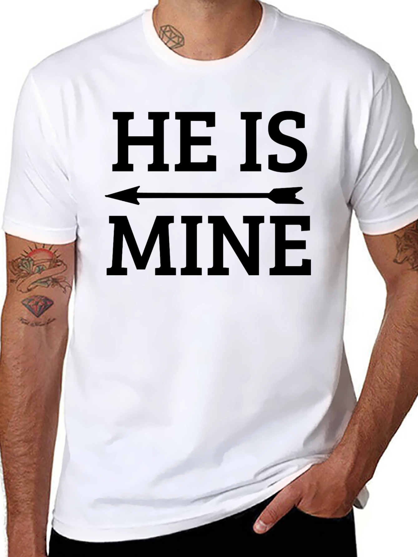 Black He Is Mine Graphic Tee - Funny Couples Shirt view 8