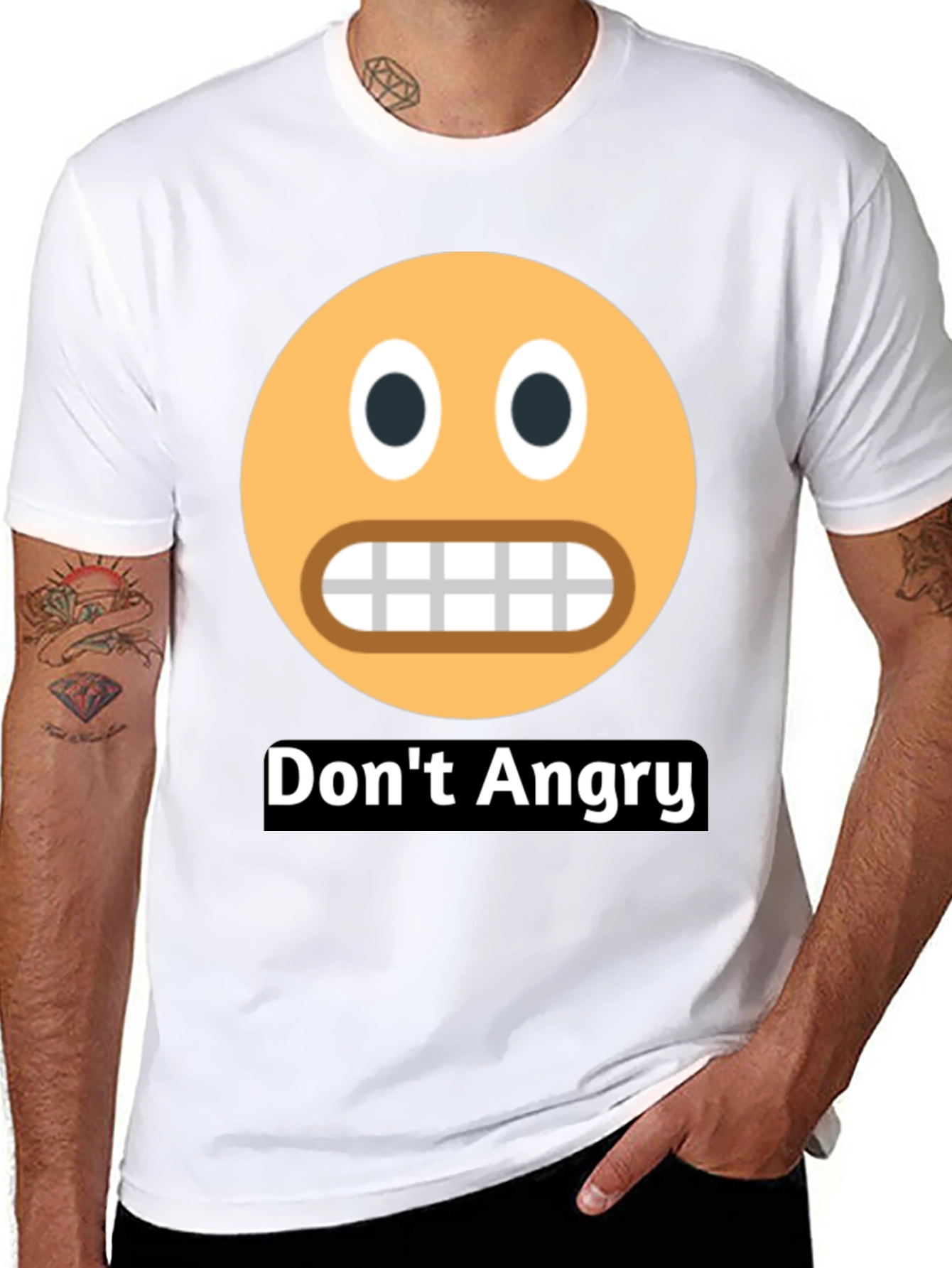 Black Don't Angry Emoji Black T-Shirt view 8