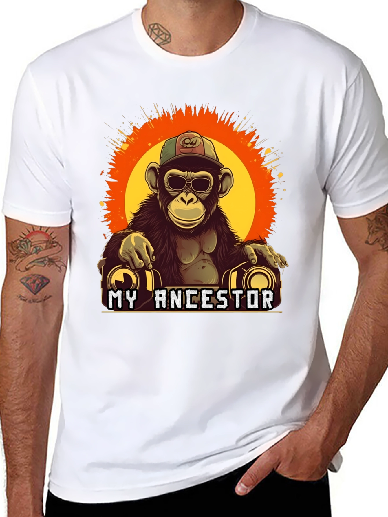 Black My Ancestor Monkey T-Shirt Cool Ape Graphic Tee view 8