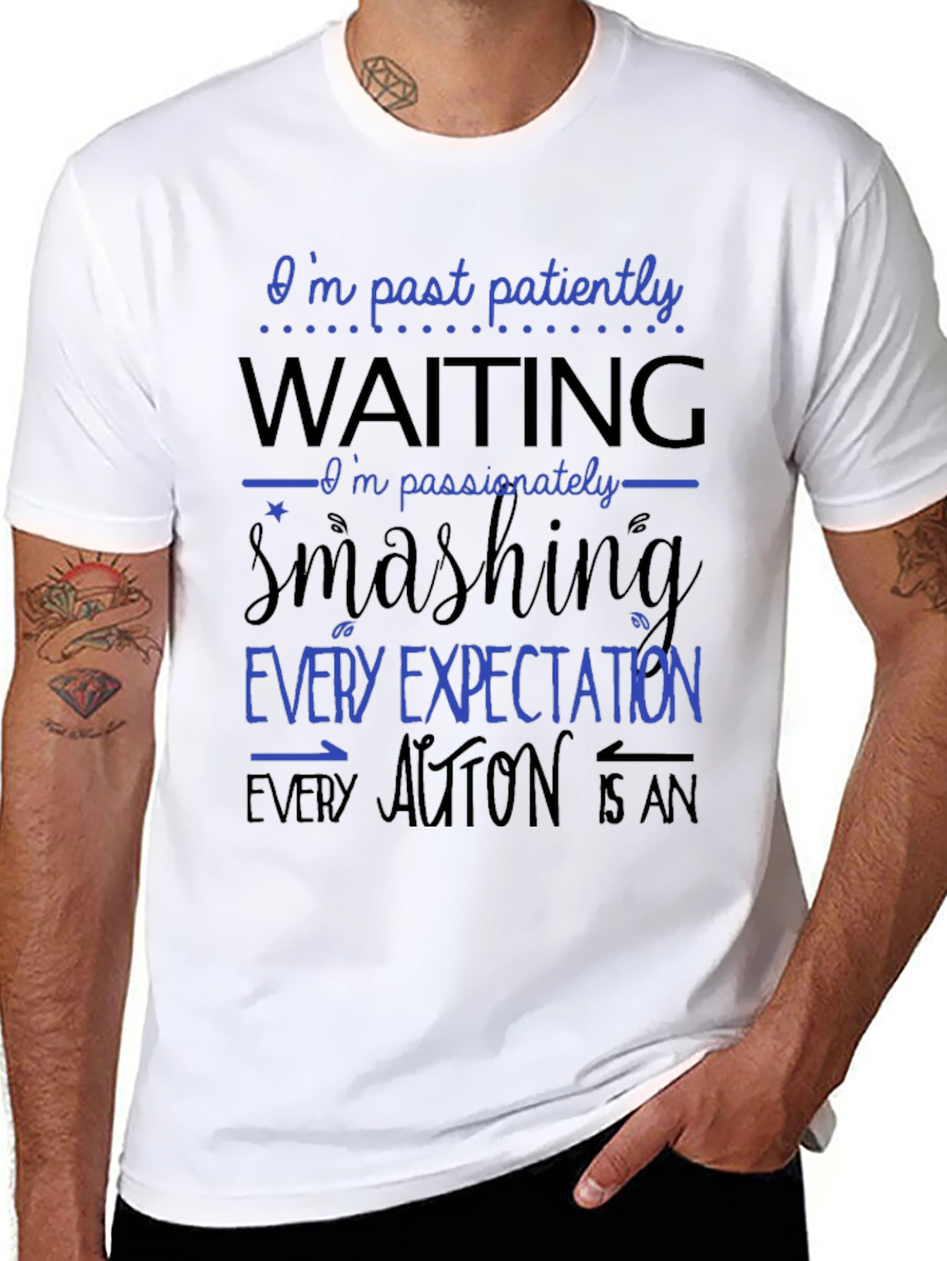Black Bold Statement T-Shirt - Patiently Waiting, Smashing Expectations view 8