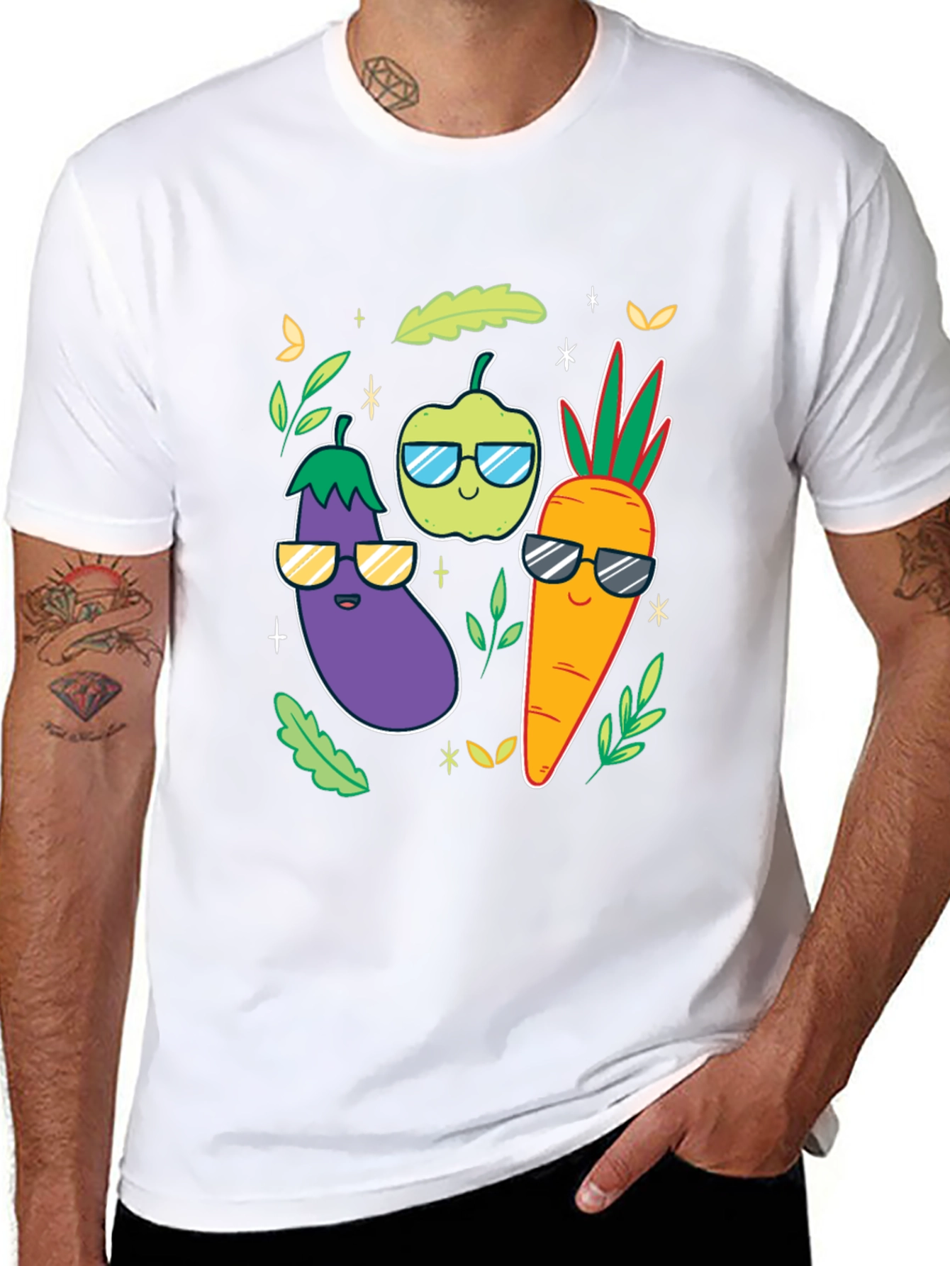 Black Cool Veggies Black T-Shirt view 8
