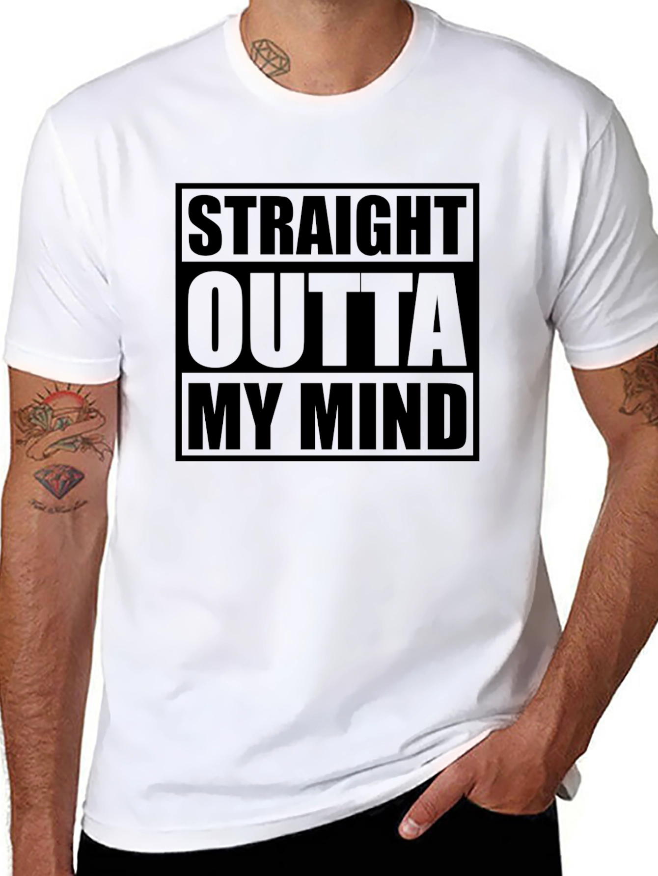 Black Straight Outta My Mind Black T-Shirt view 8