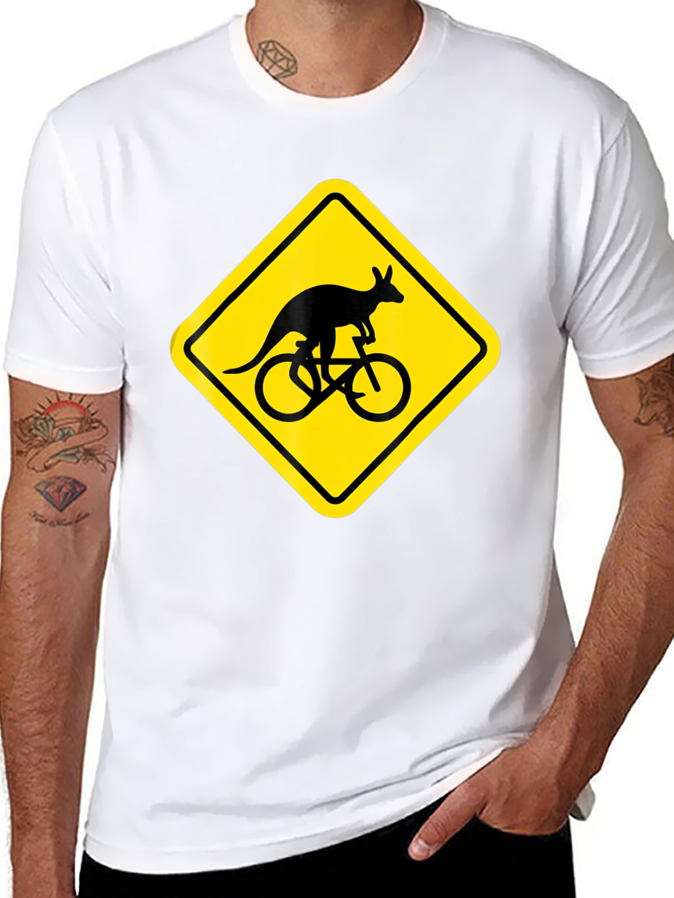 Black Kangaroo Cycling T-Shirt - Novelty Graphic Tee view 8