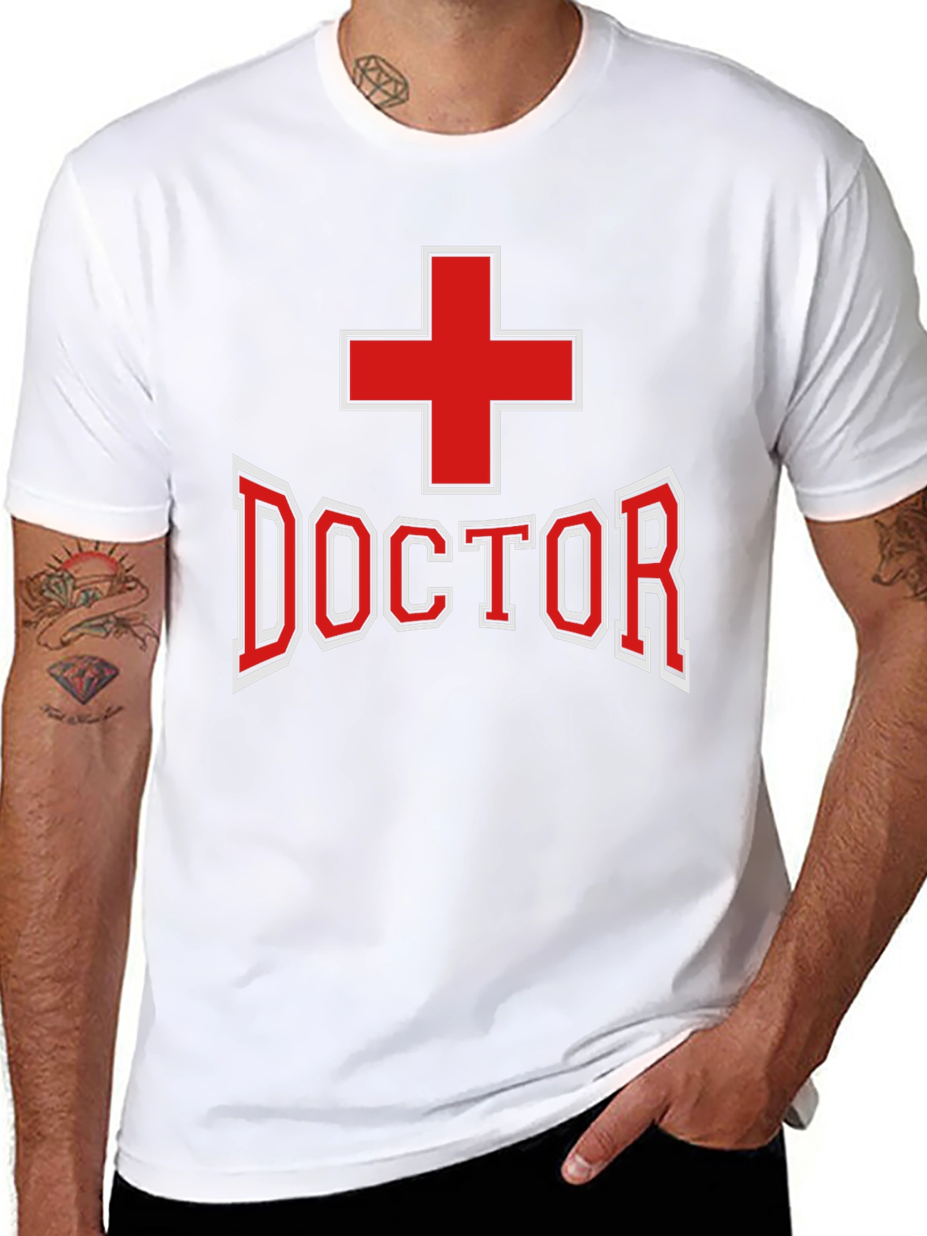 Black Doctor T-Shirt - Red Cross Design view 8