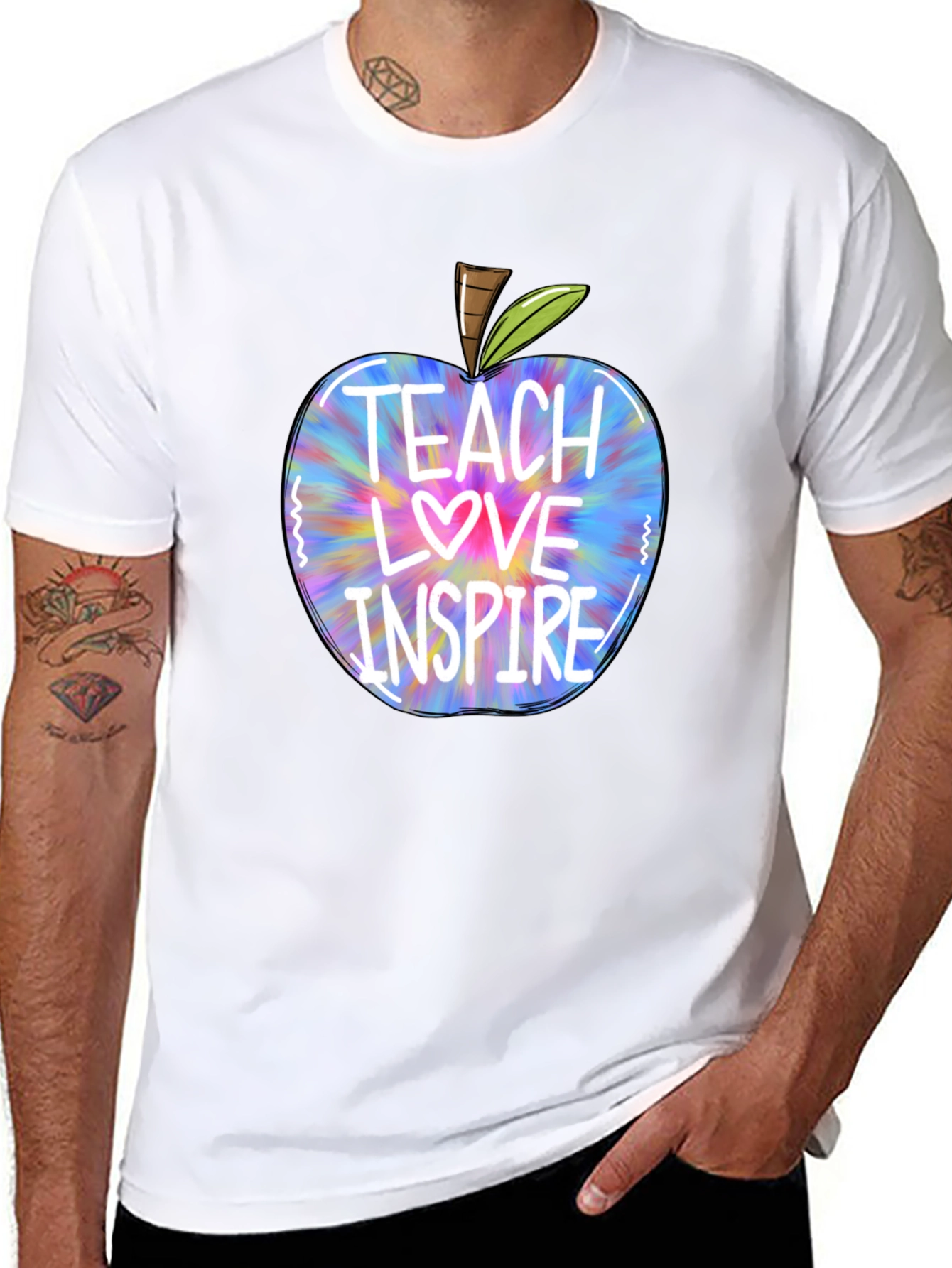Black Teacher Apple T-Shirt - Teach Love Inspire view 8