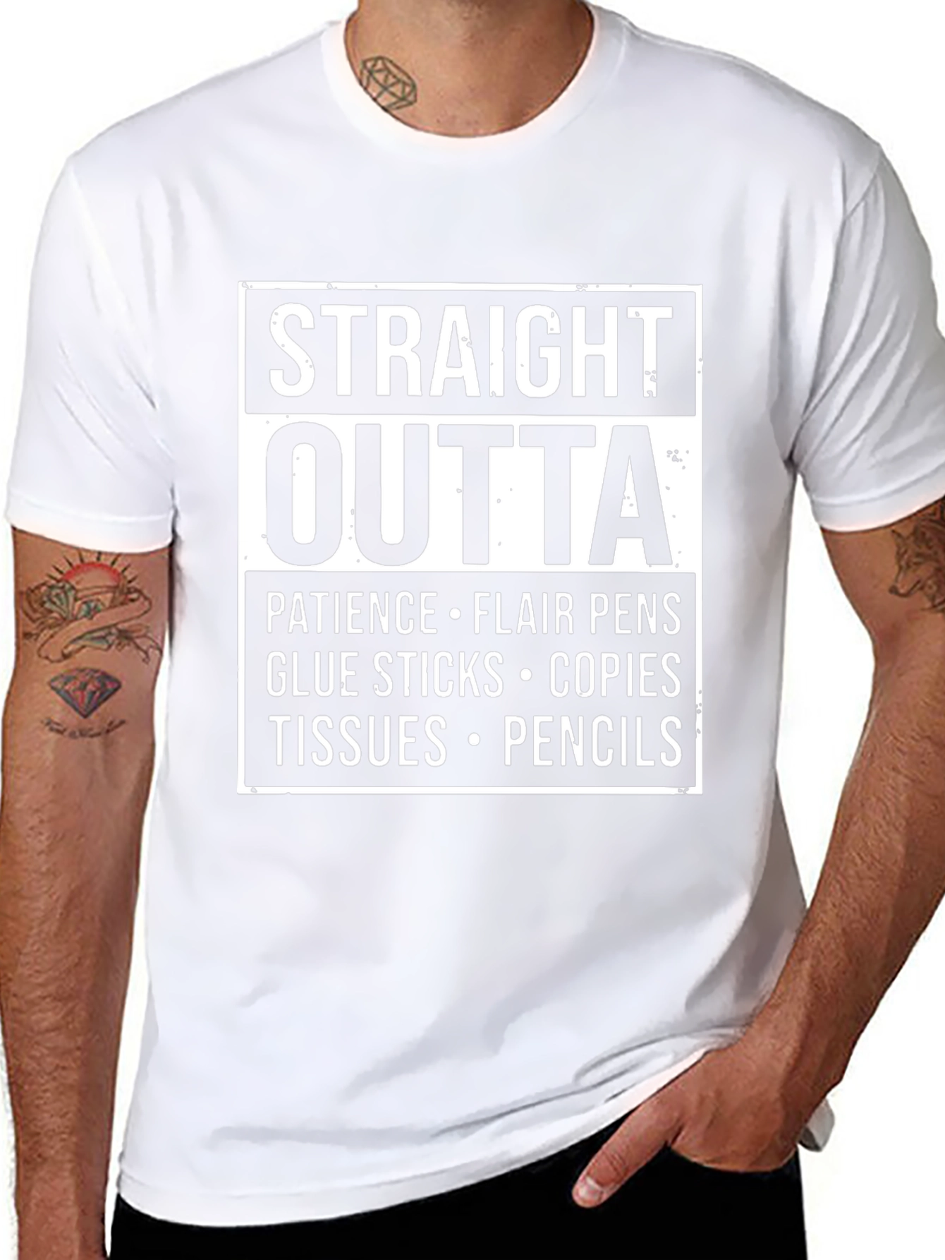 Black Straight Outta Teacher Supplies T-Shirt view 8