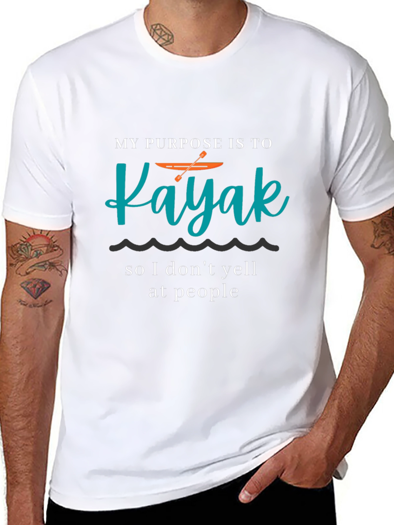 Black Kayaking Purpose T-Shirt - Funny Kayak Lover Tee view 8