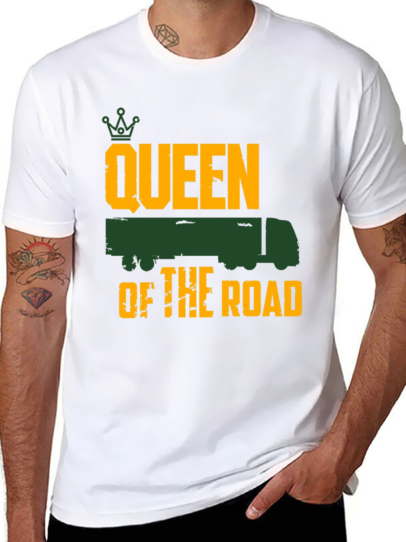 Black Queen of the Road Trucker Tee - Black view 8