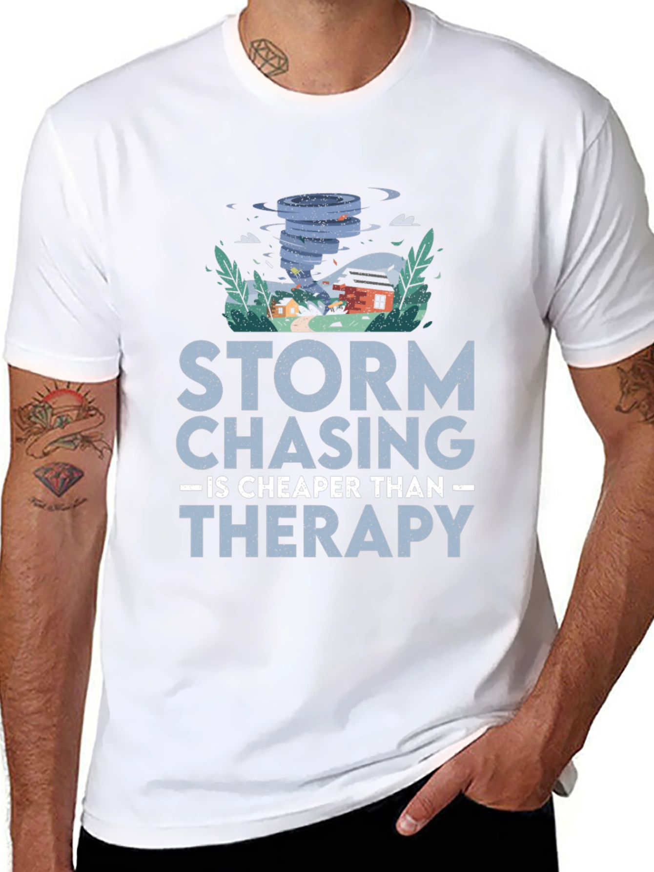 Black Storm Chasing Therapy T-Shirt view 8